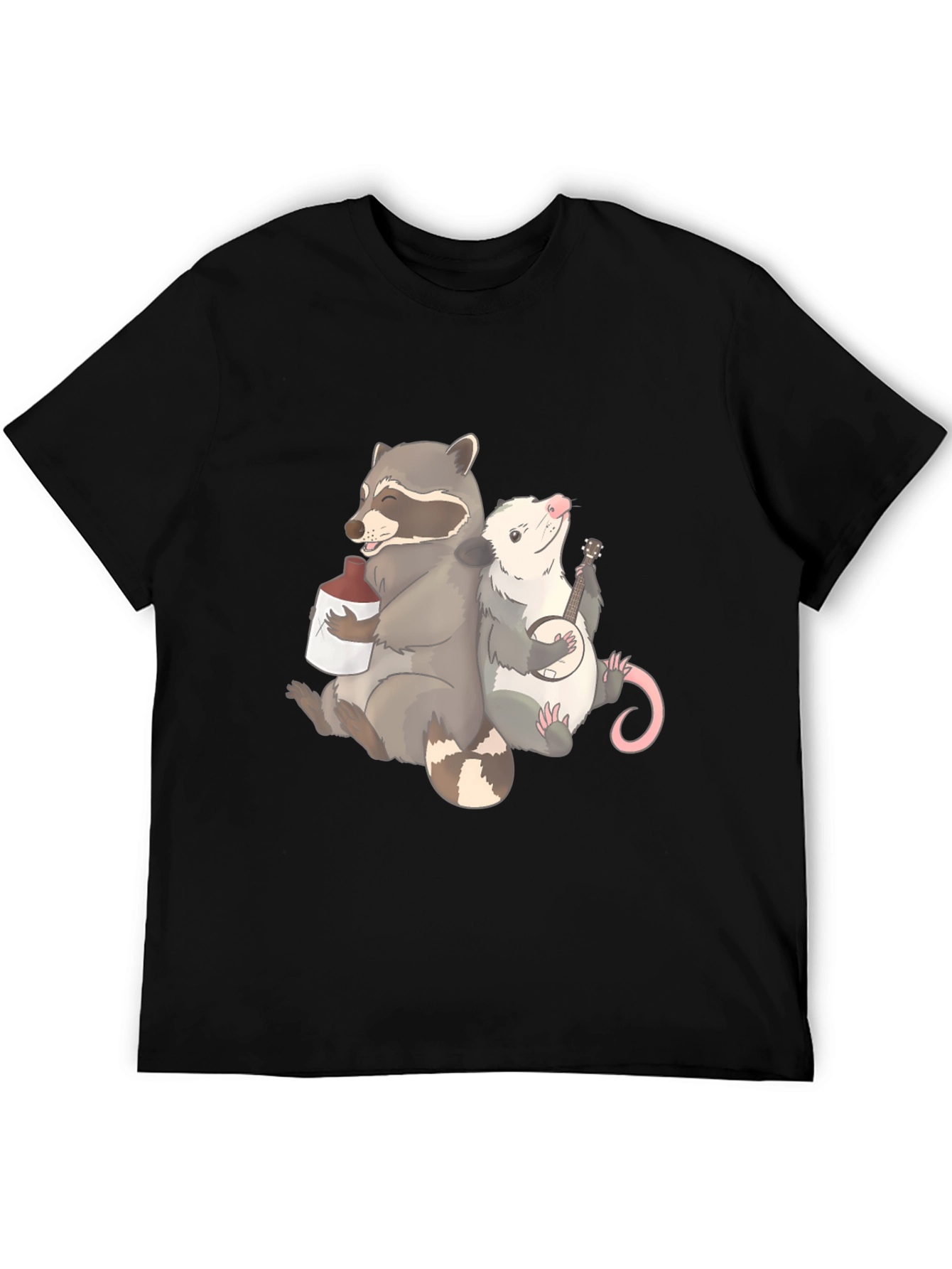 Raccoon & Opossum Drinking Buddies Graphic T-Shirt