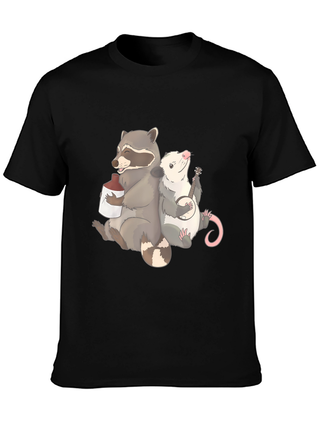 Raccoon & Opossum Drinking Buddies Graphic T-Shirt