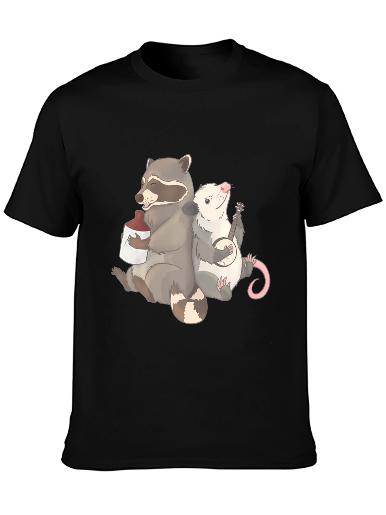 Raccoon & Opossum Drinking Buddies Graphic T-Shirt