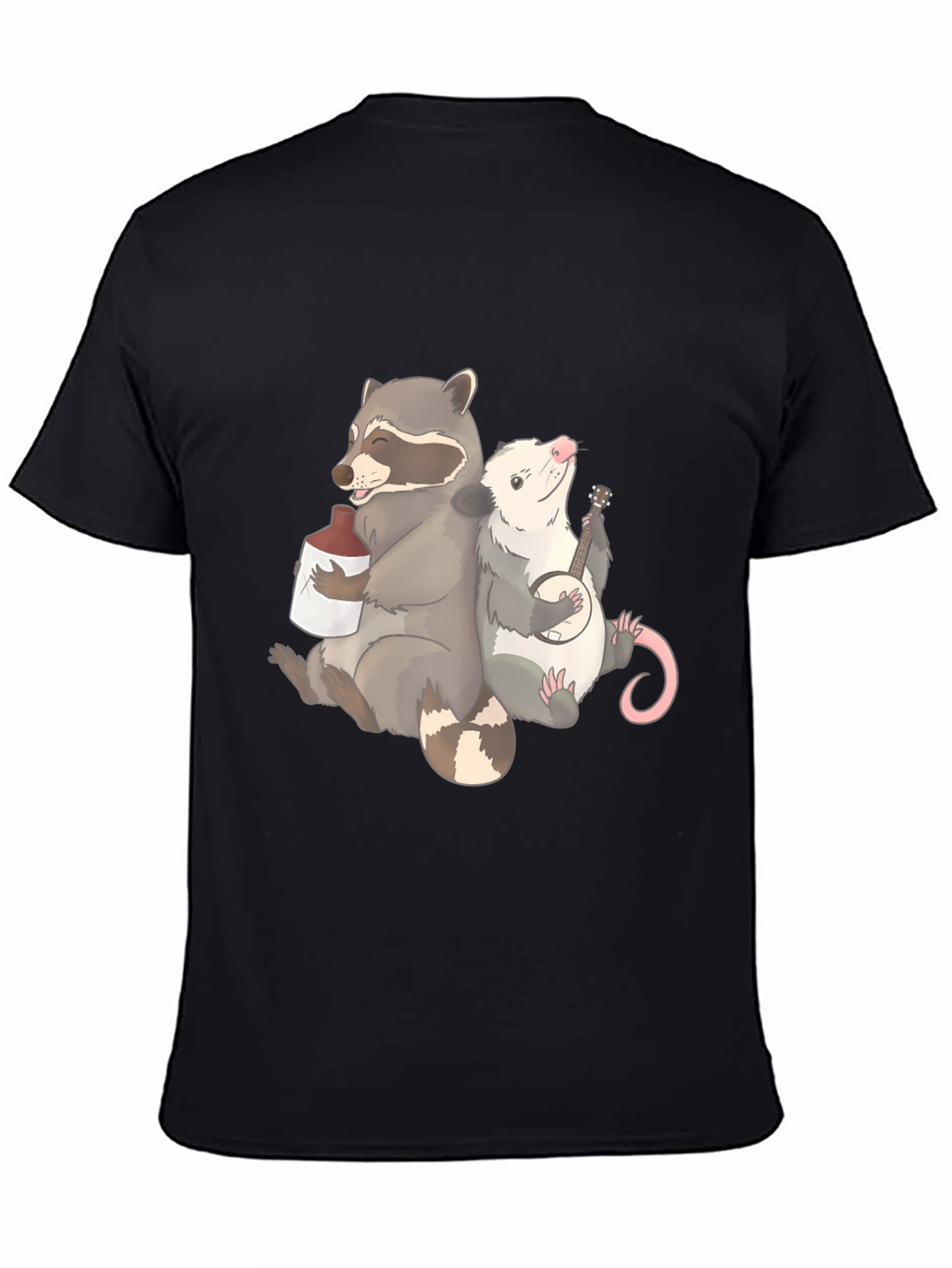 Raccoon & Opossum Drinking Buddies Graphic T-Shirt