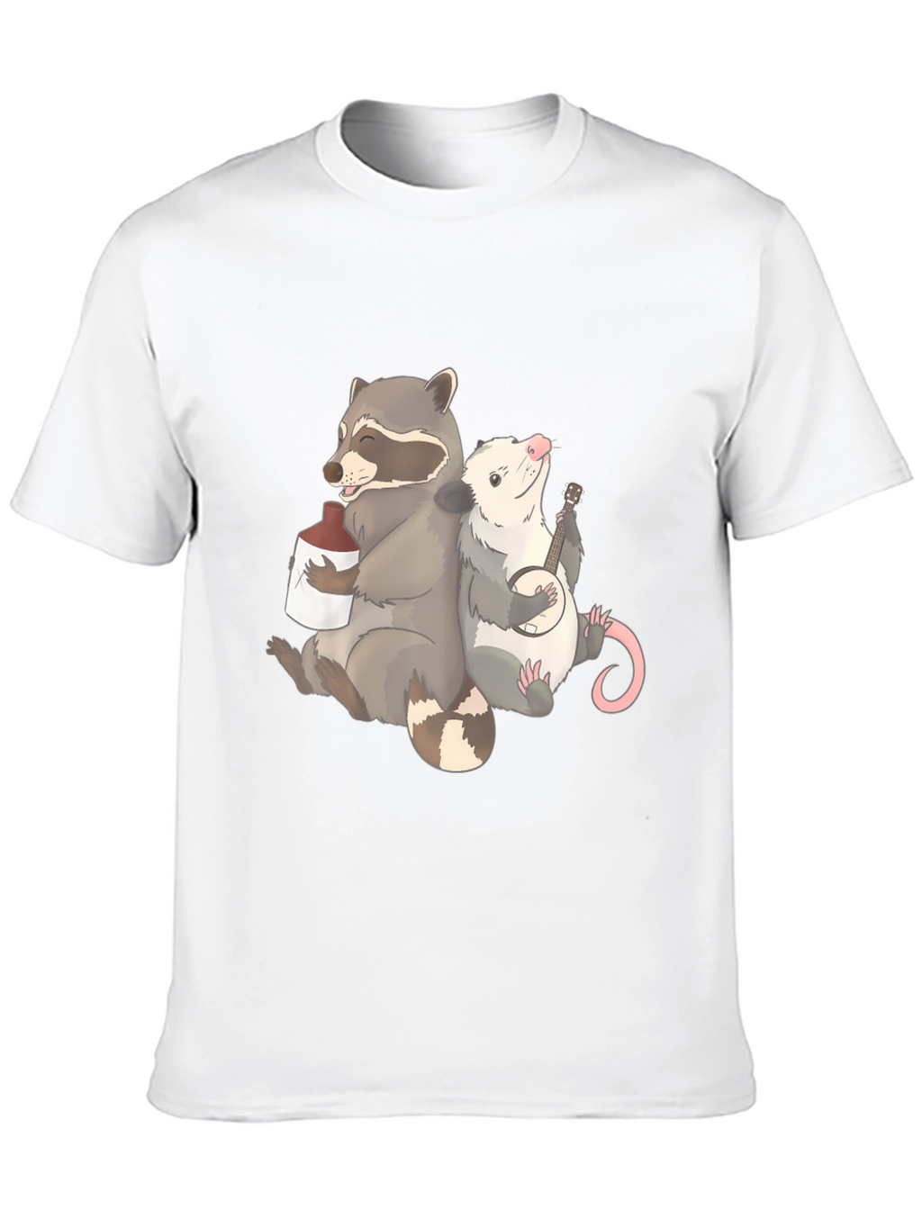 Raccoon & Opossum Drinking Buddies Graphic T-Shirt