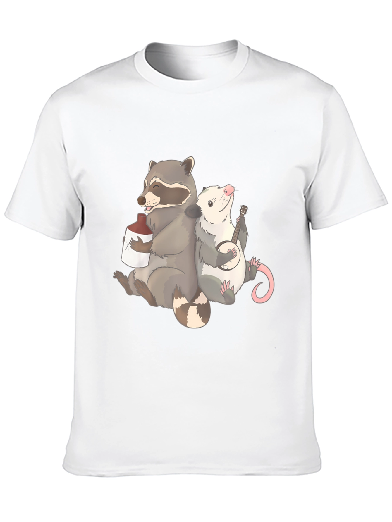 Raccoon & Opossum Drinking Buddies Graphic T-Shirt
