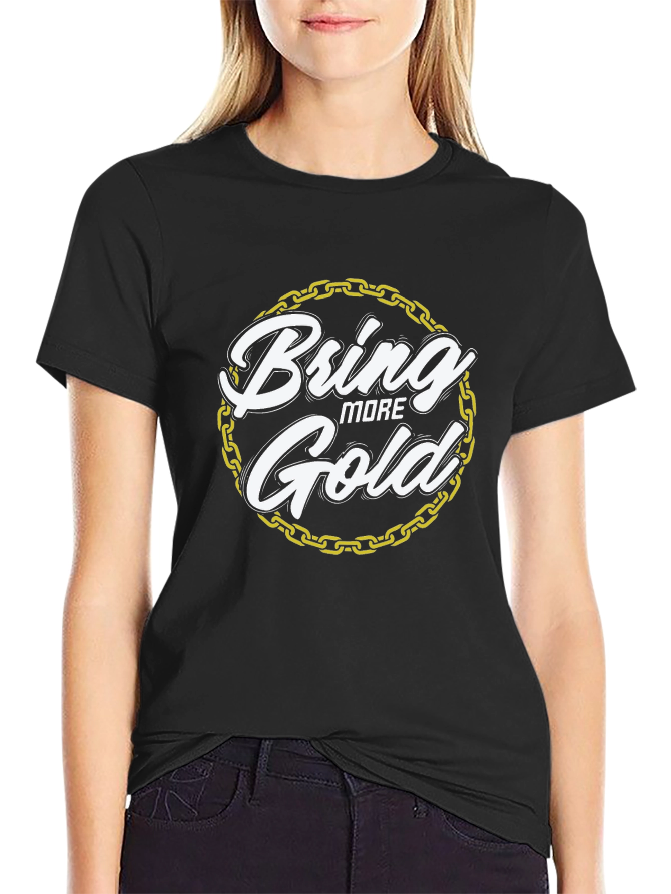 Bring More Gold Graphic Tee - Stylish Black T-Shirt