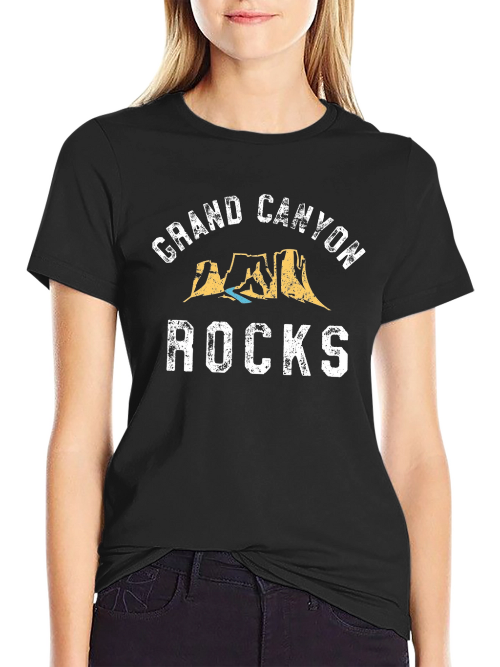 Grand Canyon Rocks Graphic T-Shirt - Black Cotton Blend