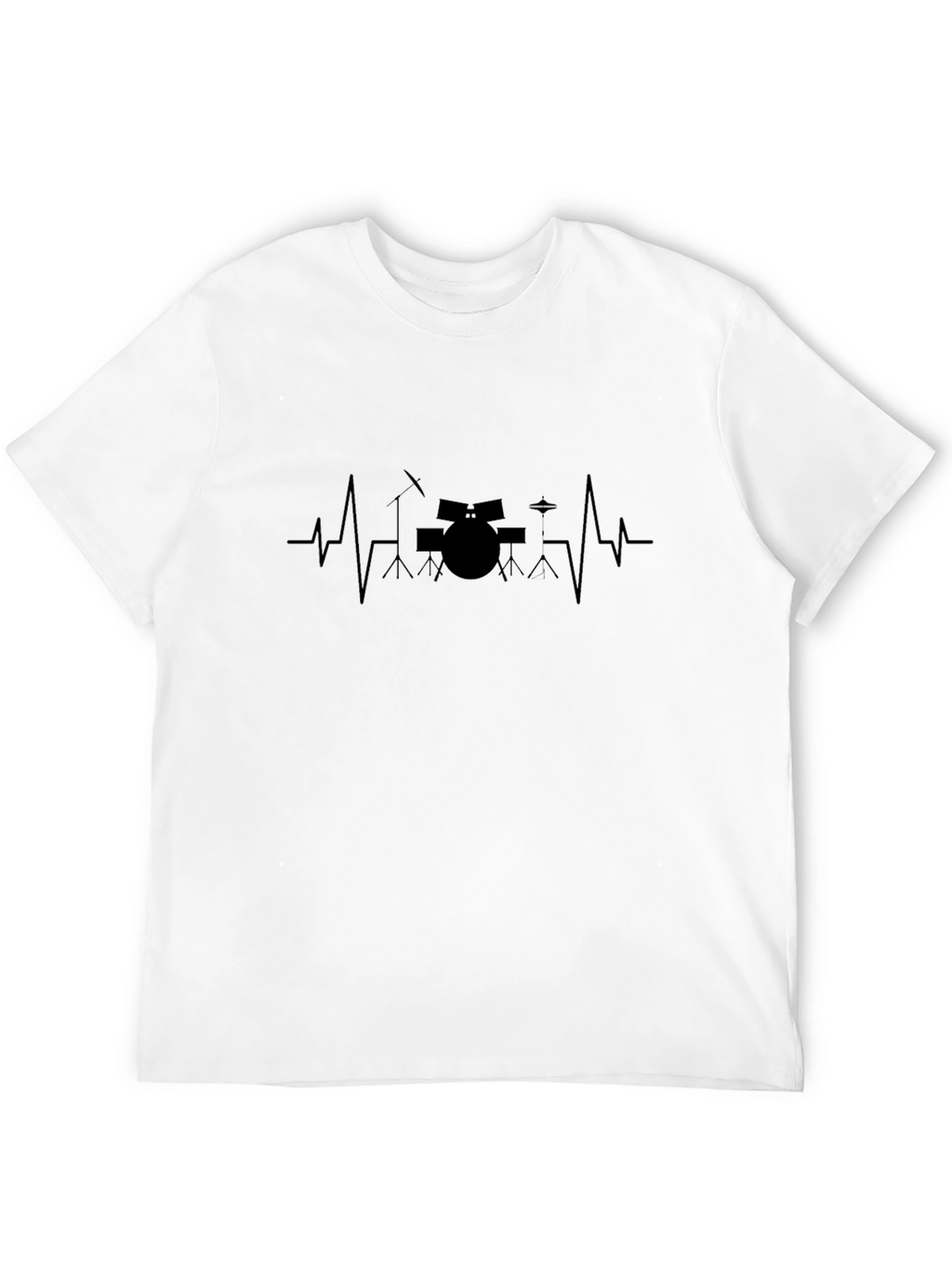 Drum Heartbeat Black T-Shirt - Music Lover Tee