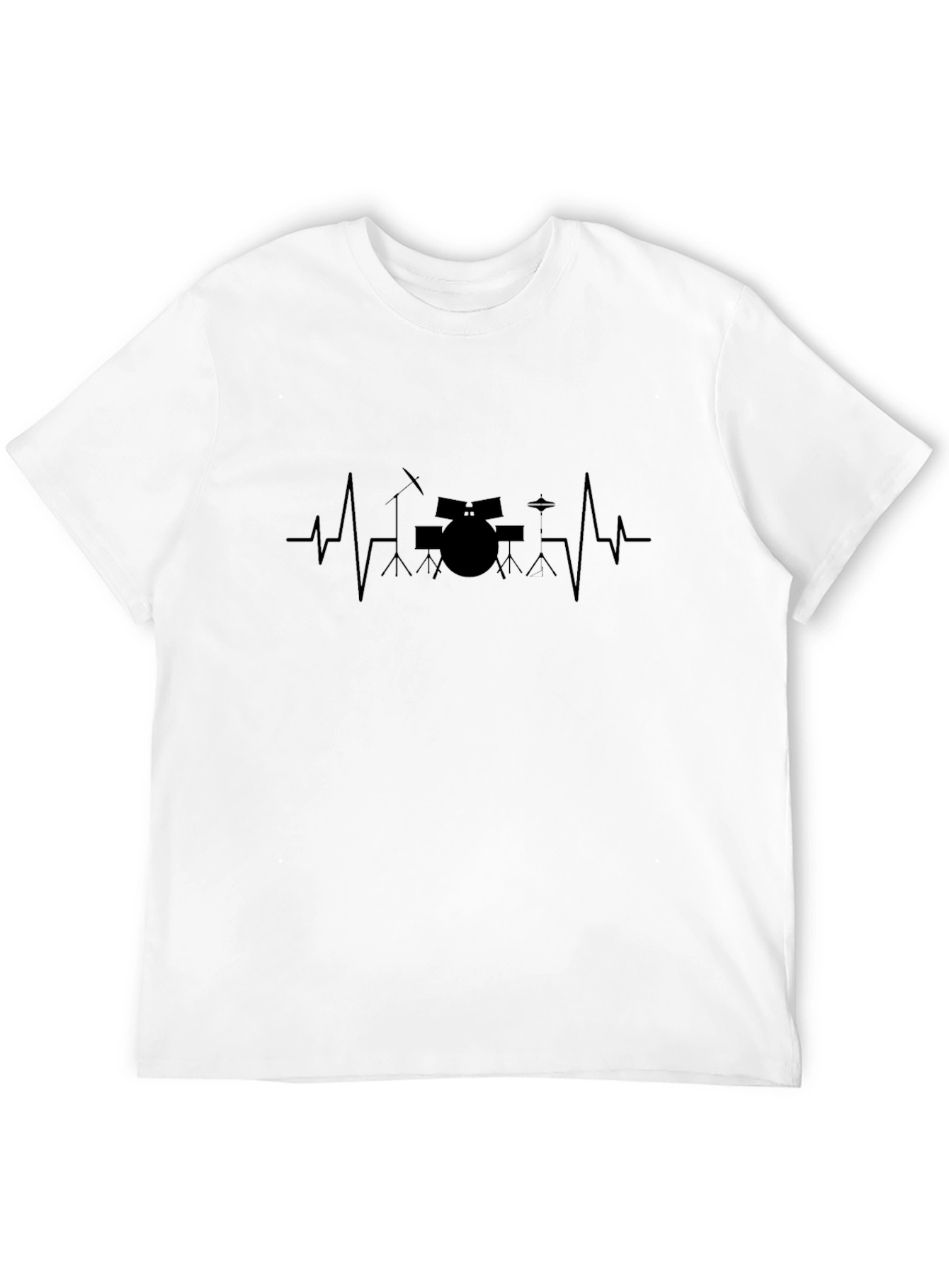 Drum Heartbeat Black T-Shirt - Music Lover Tee