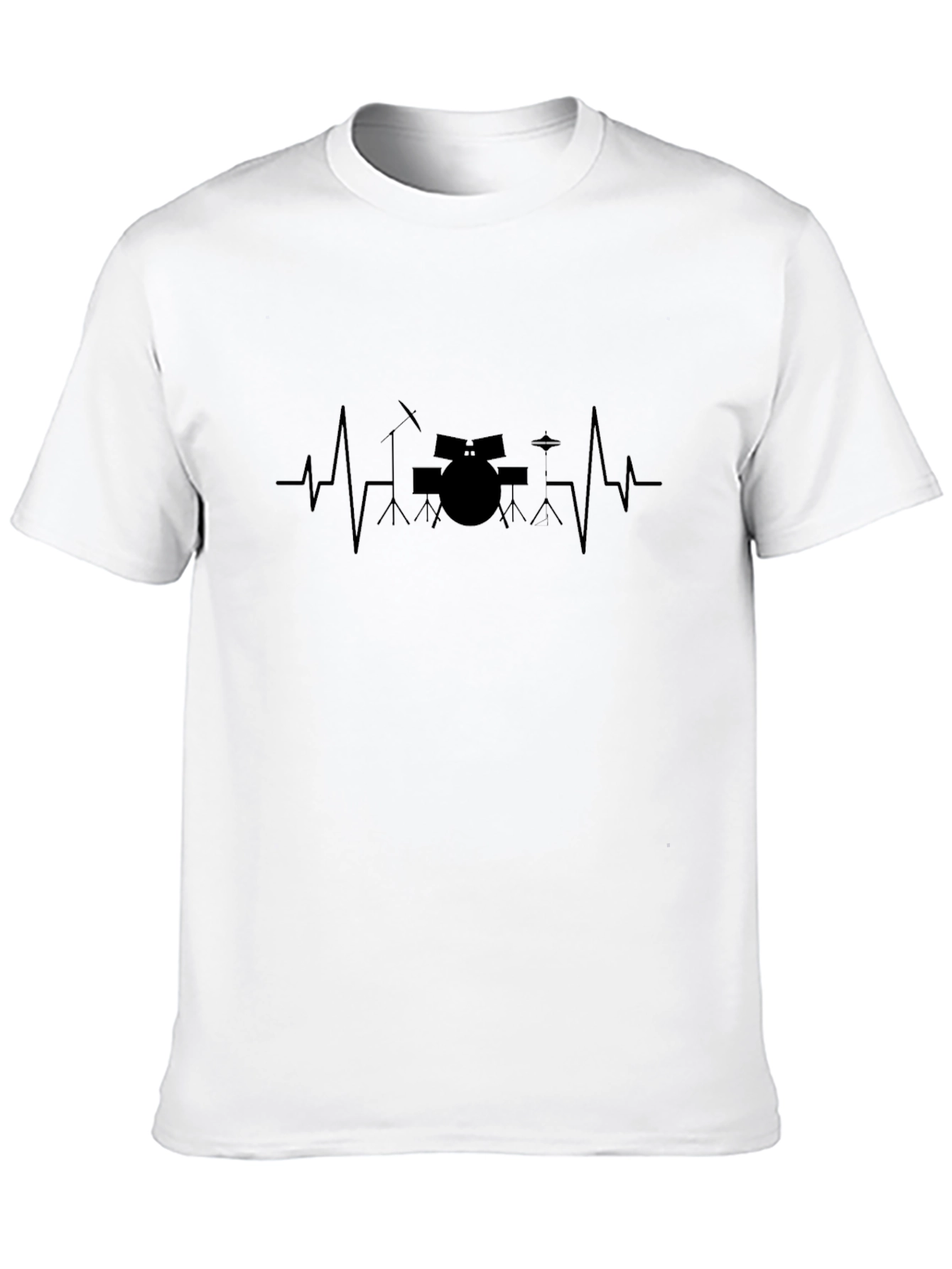 Drum Heartbeat Black T-Shirt - Music Lover Tee