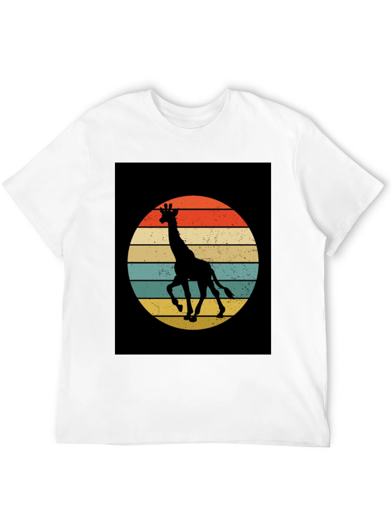Retro Giraffe Sunset Graphic Tee - Black