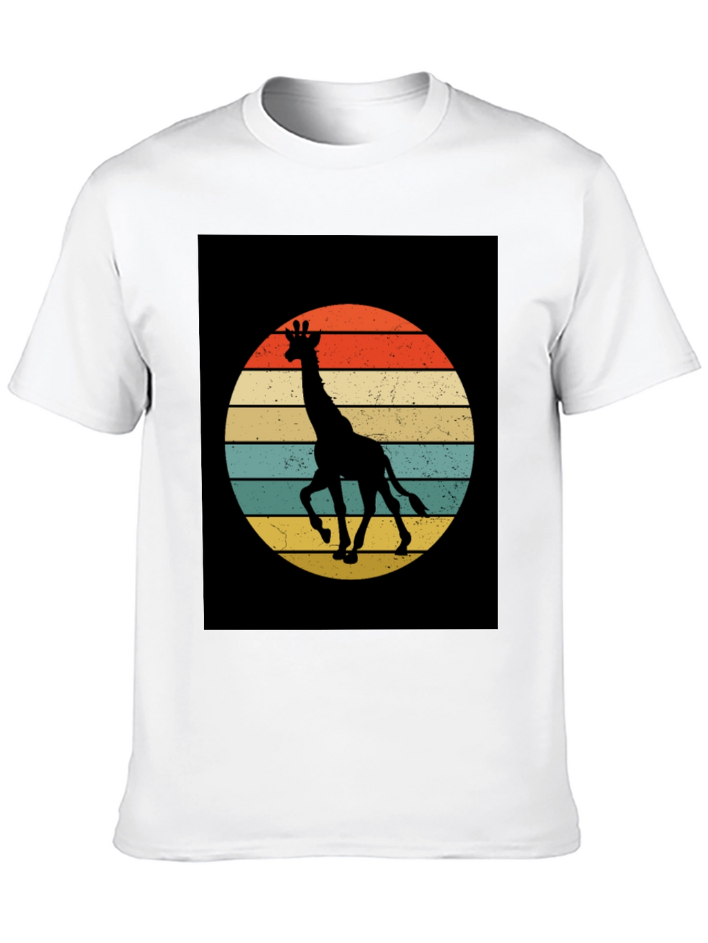 Retro Giraffe Sunset Graphic Tee - Black