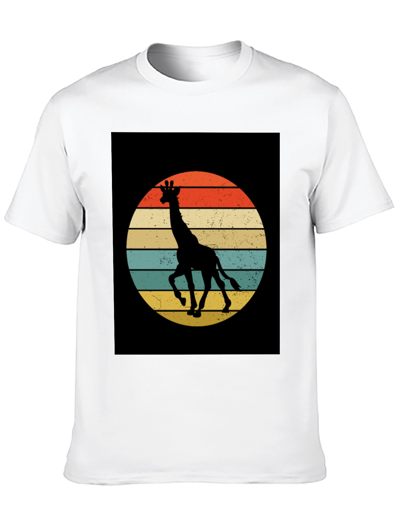 Retro Giraffe Sunset Graphic Tee - Black