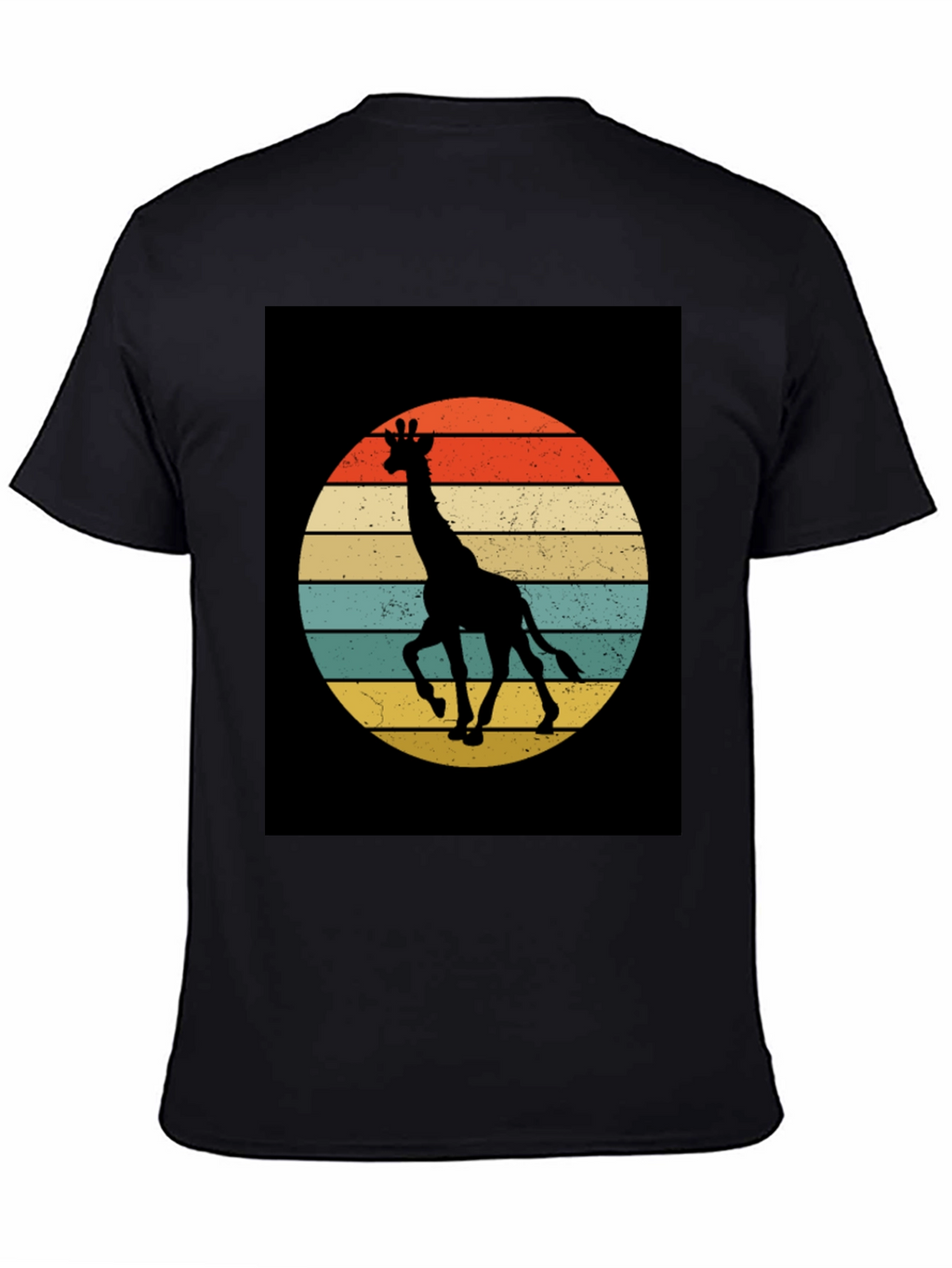 Retro Giraffe Sunset Graphic Tee - Black