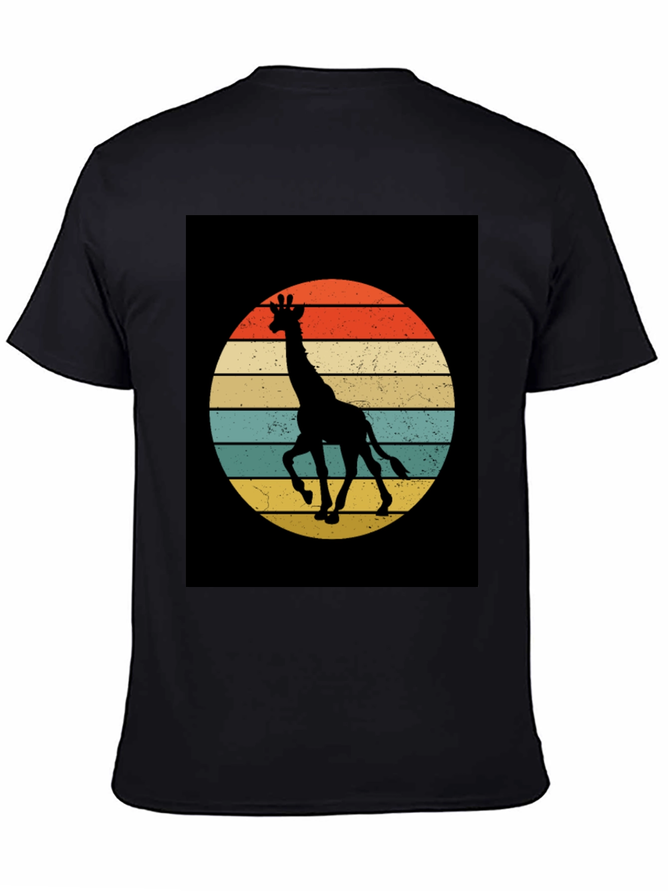 Retro Giraffe Sunset Graphic Tee - Black