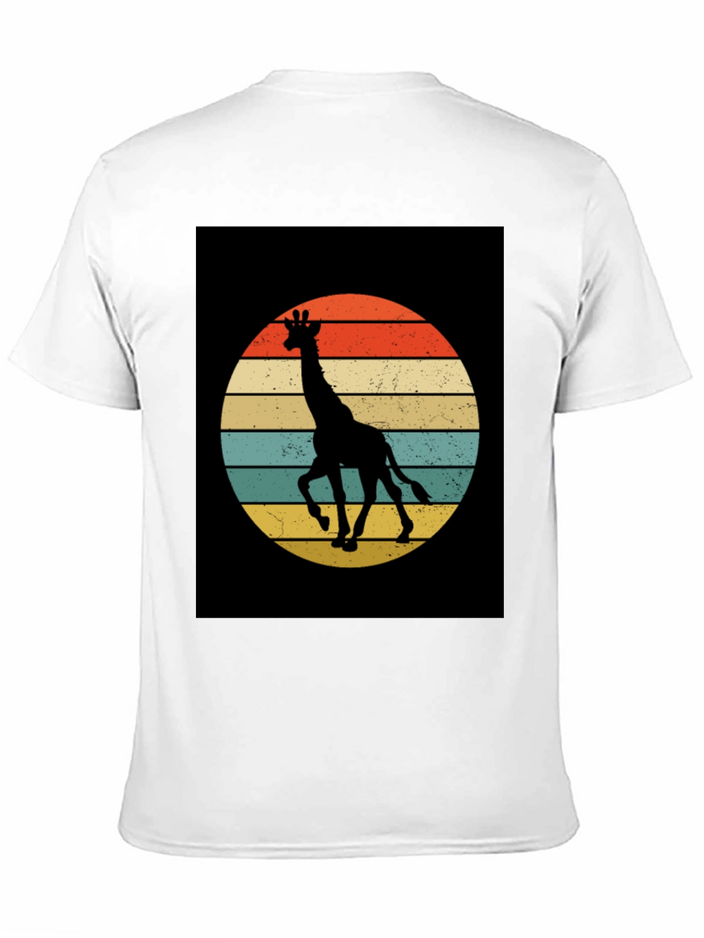Retro Giraffe Sunset Graphic Tee - Black