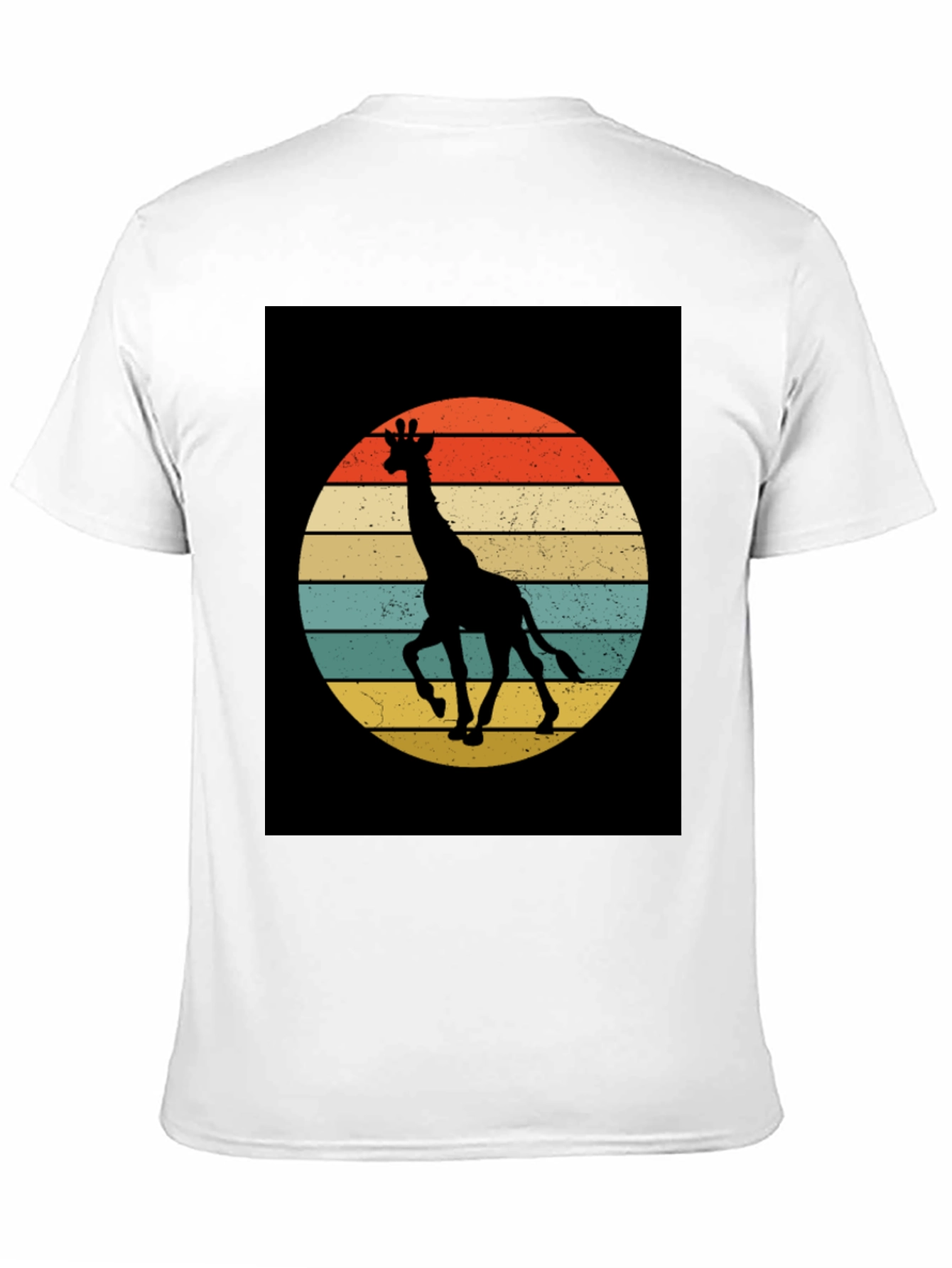 Retro Giraffe Sunset Graphic Tee - Black