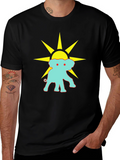 Black Graphic Tee: Elephant Sun Design