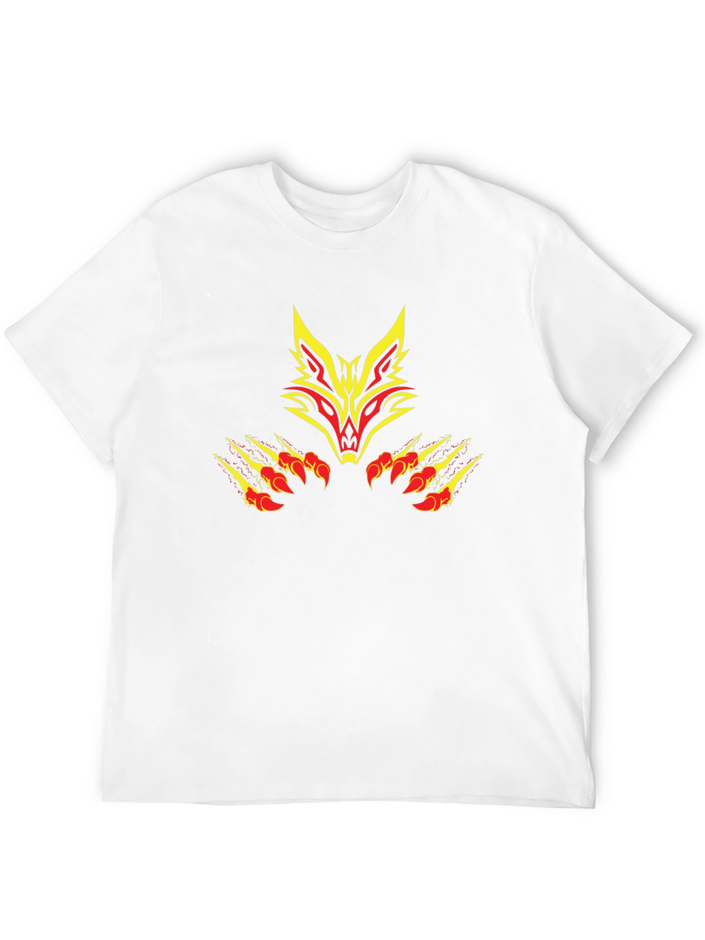 Black Tee with Tribal Fox Design