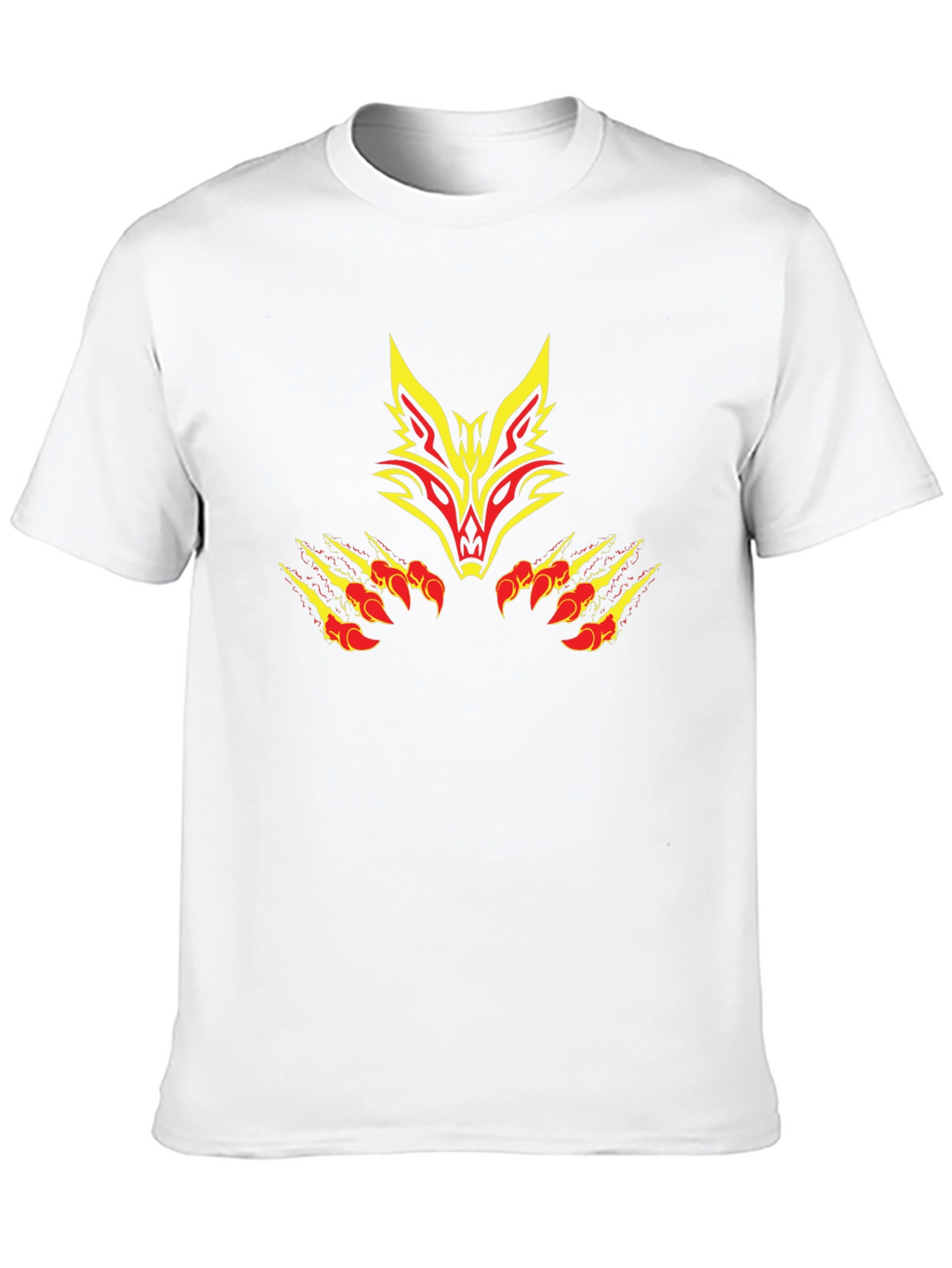 Black Tee with Tribal Fox Design