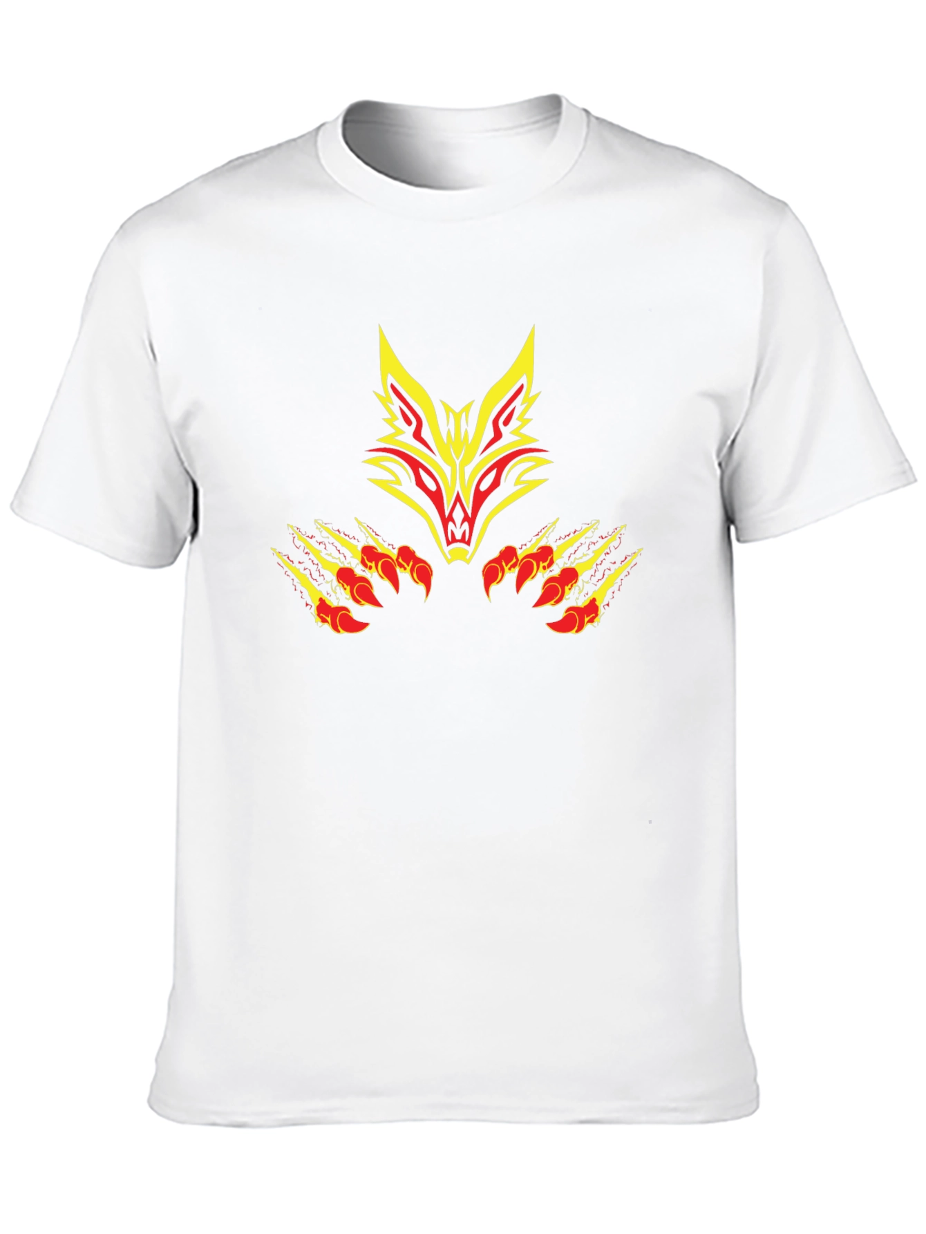 Black Tee with Tribal Fox Design