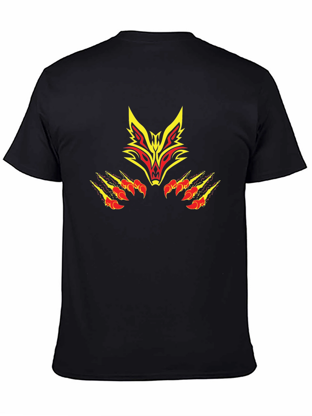 Black Tee with Tribal Fox Design