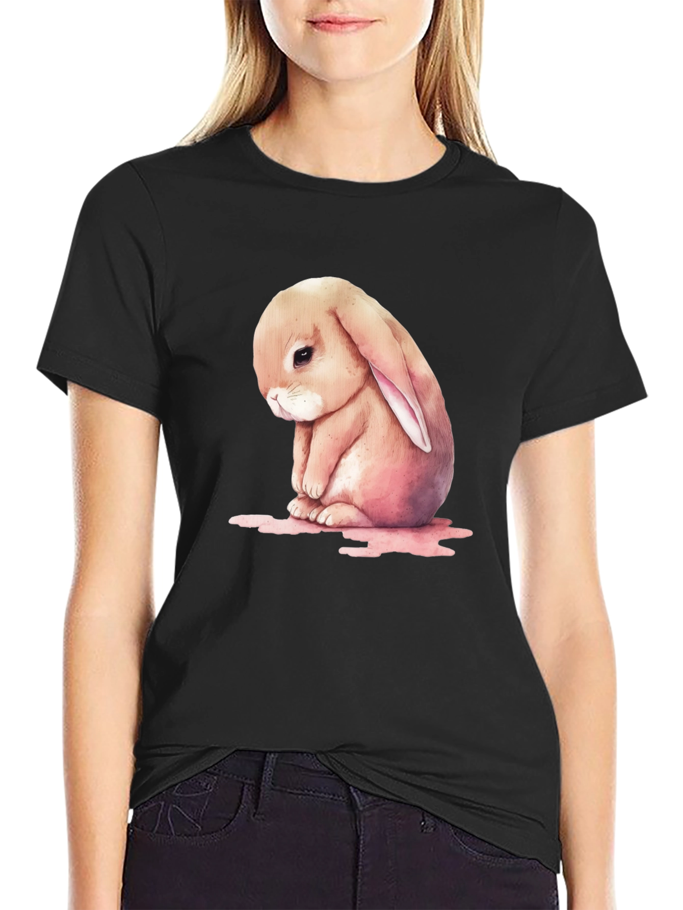 Sad Bunny Graphic T-Shirt - Cute and Comfy