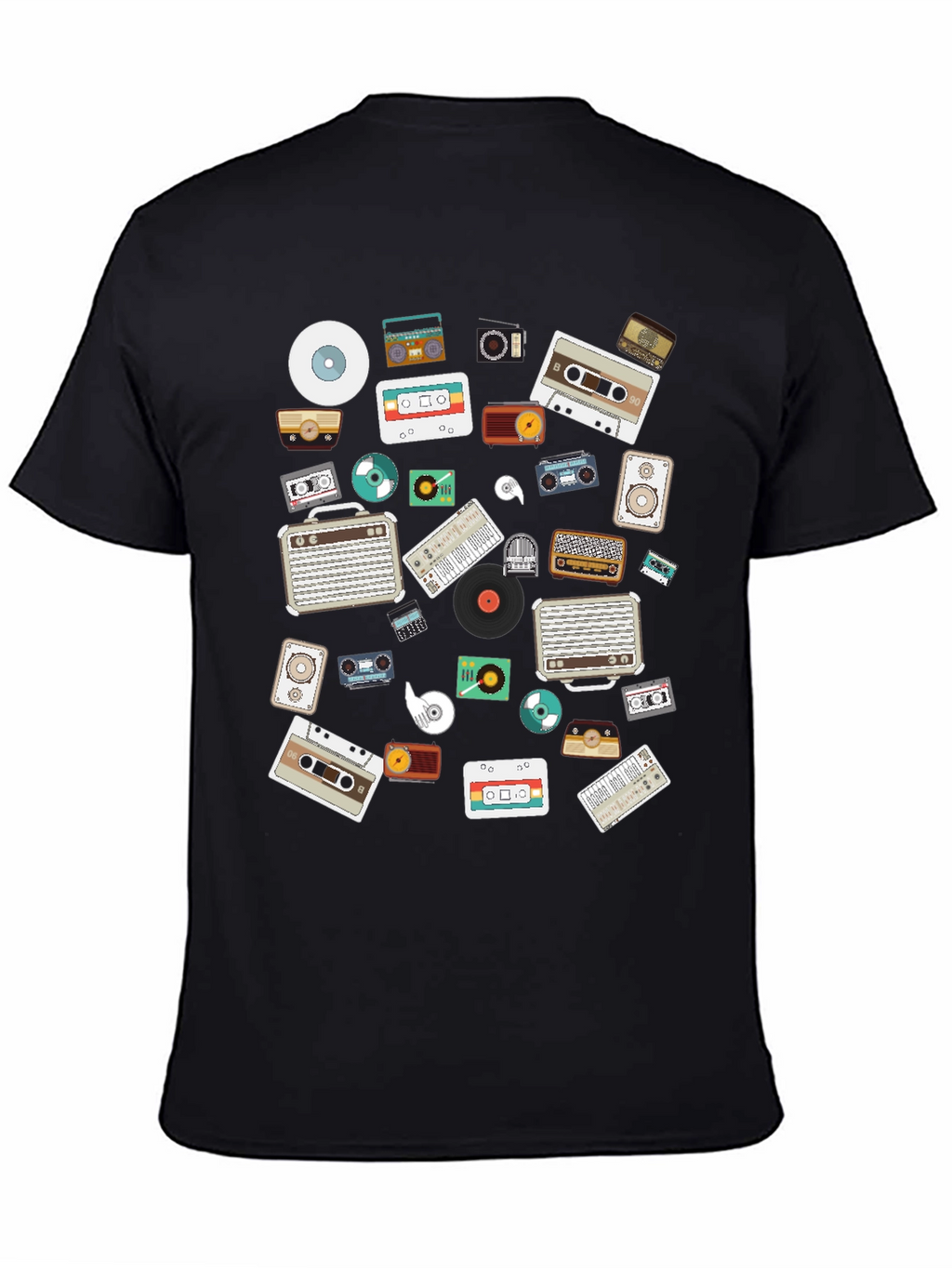 Retro Music Lovers Black Graphic Tee