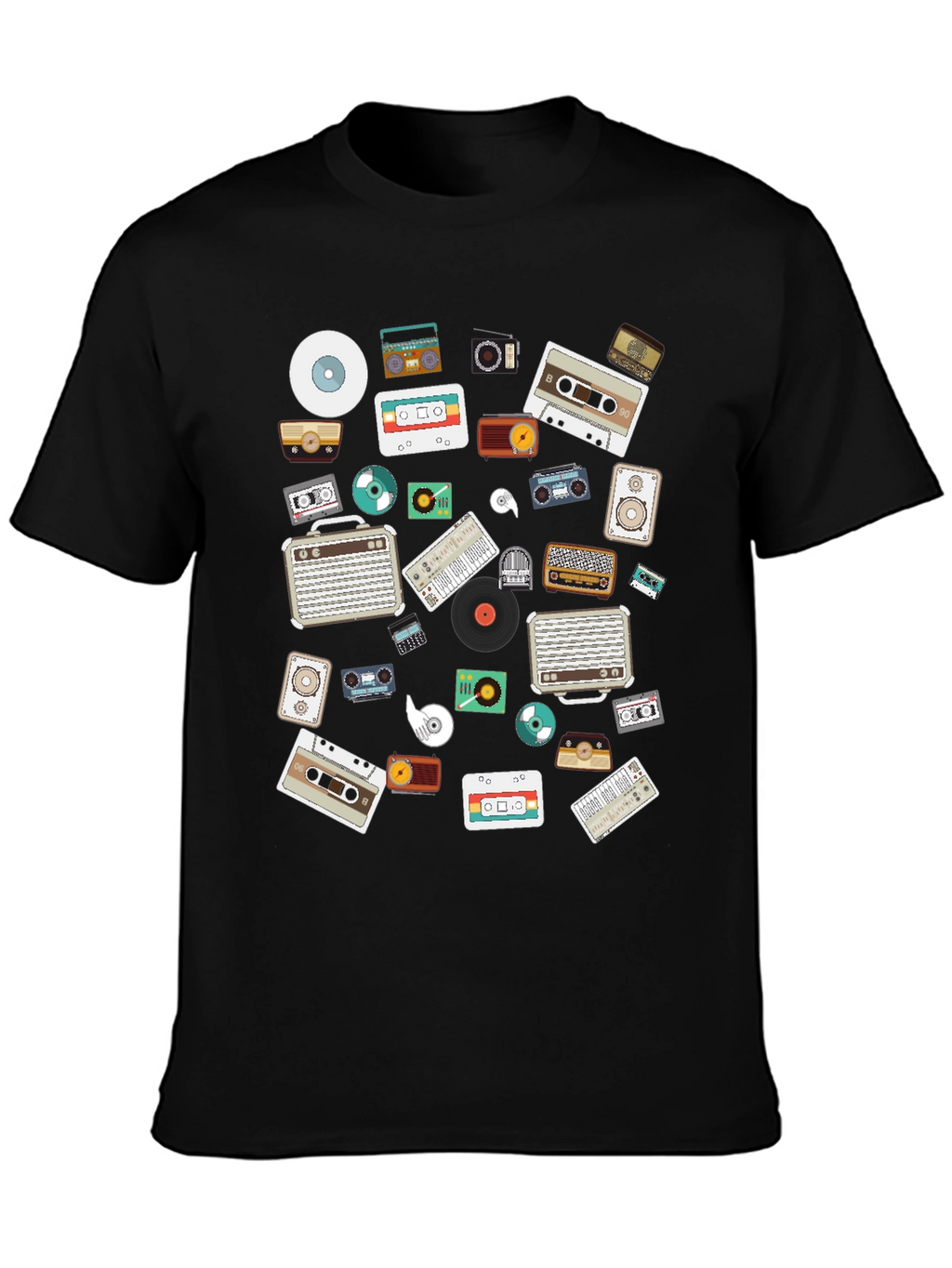 Retro Music Lovers Black Graphic Tee