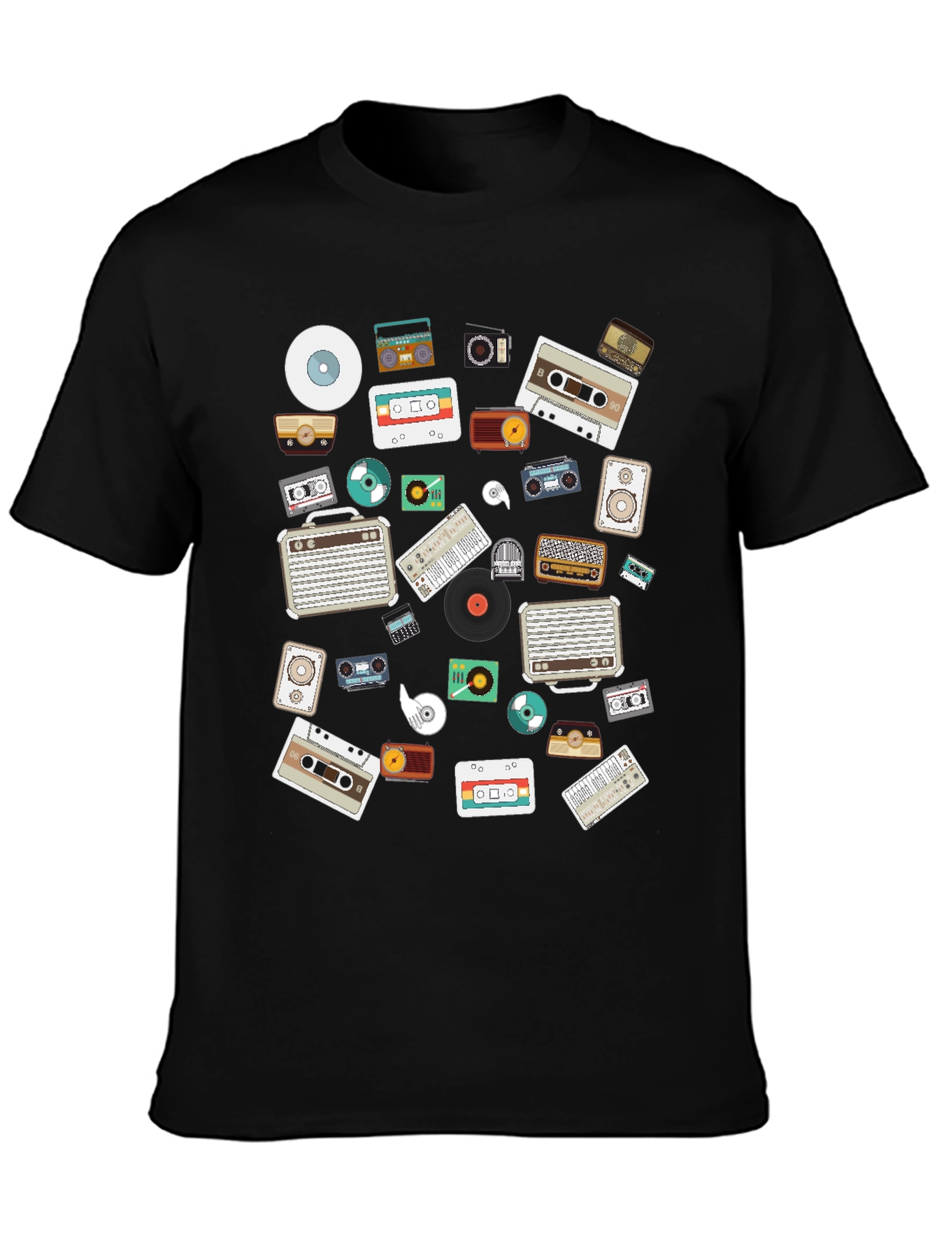 Retro Music Lovers Black Graphic Tee