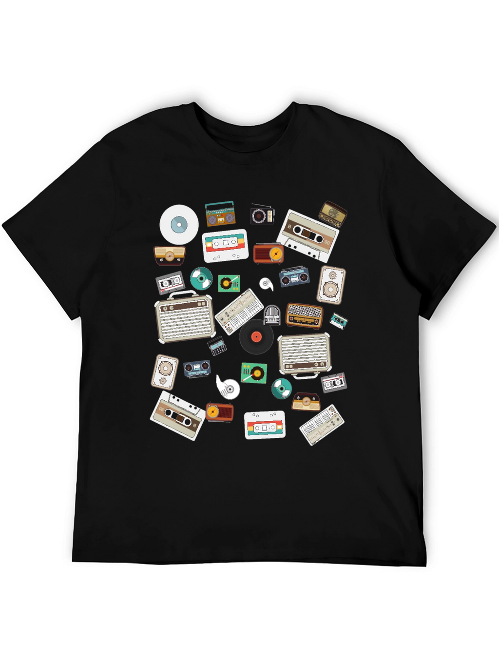 Retro Music Lovers Black Graphic Tee