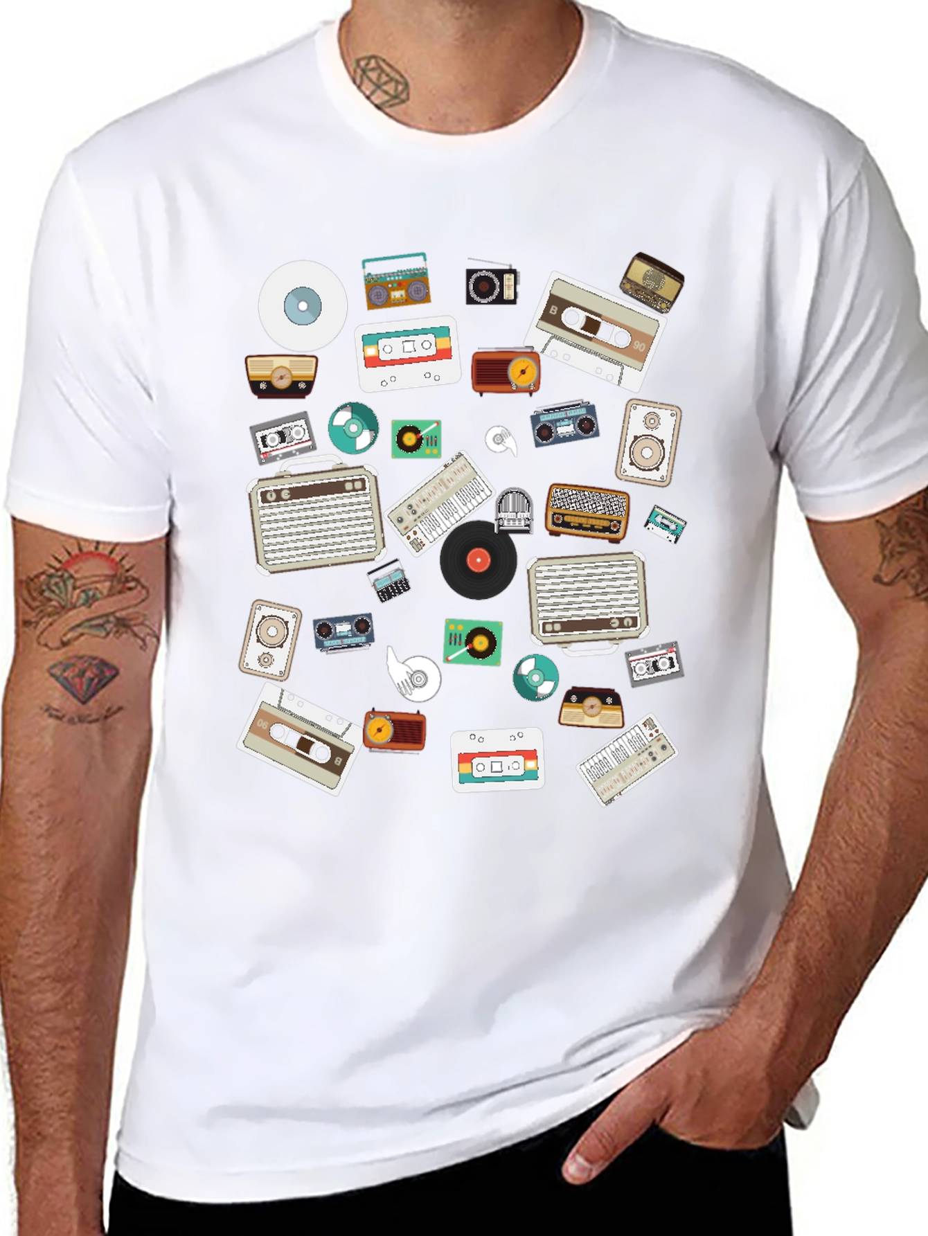 Retro Music Lovers Black Graphic Tee