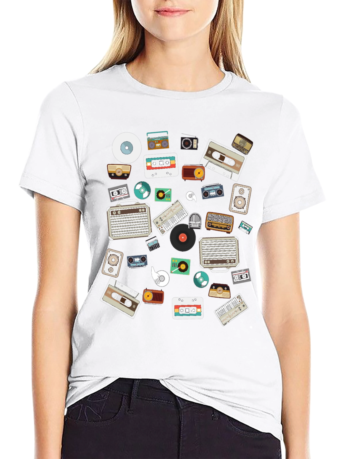Retro Music Lovers Black Graphic Tee