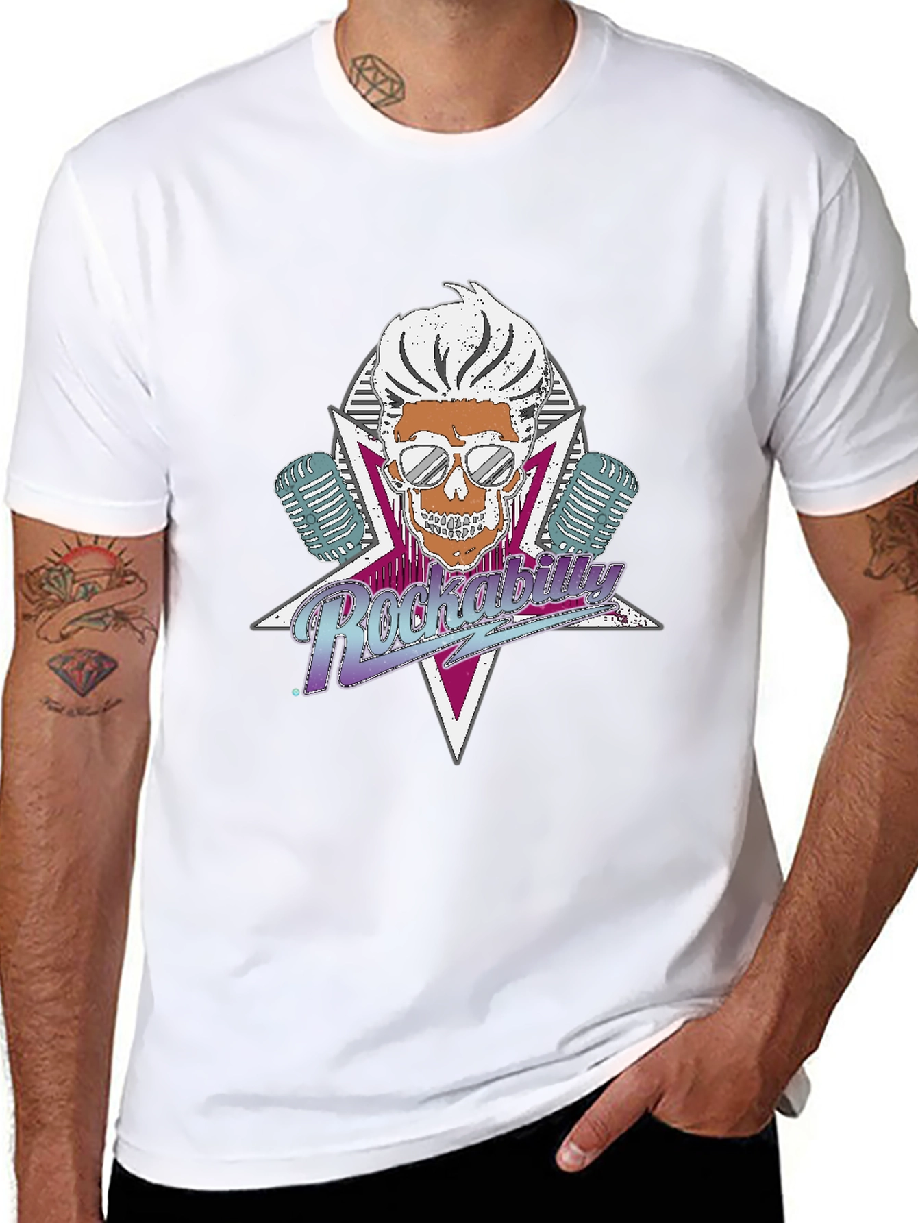 Rockabilly Skull Graphic T-Shirt