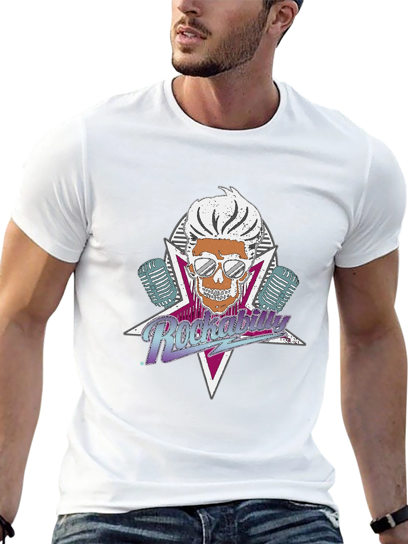 Rockabilly Skull Graphic T-Shirt