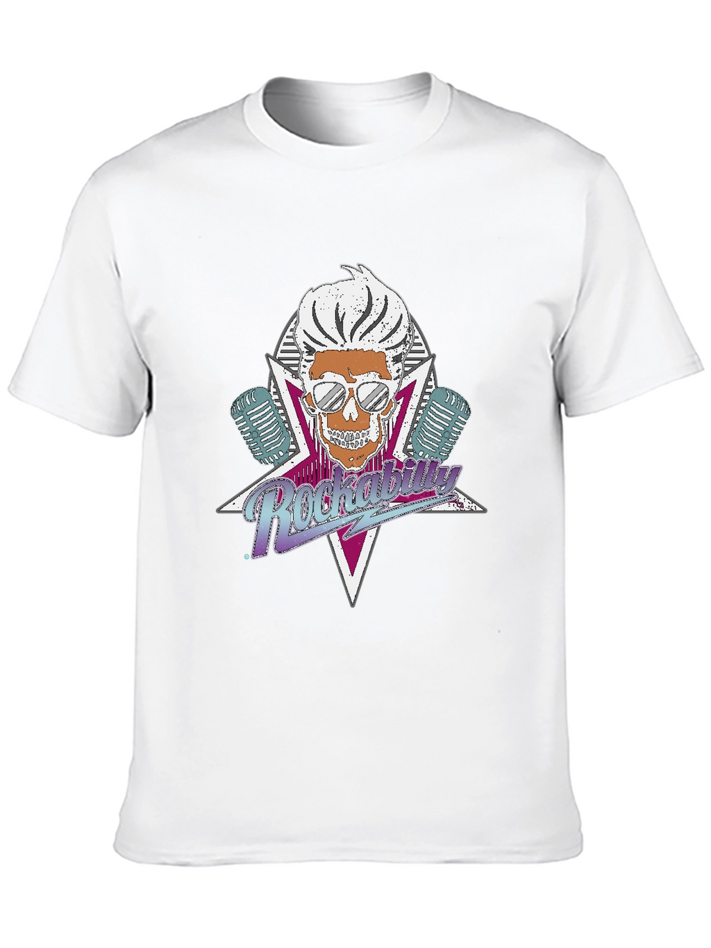 Rockabilly Skull Graphic T-Shirt