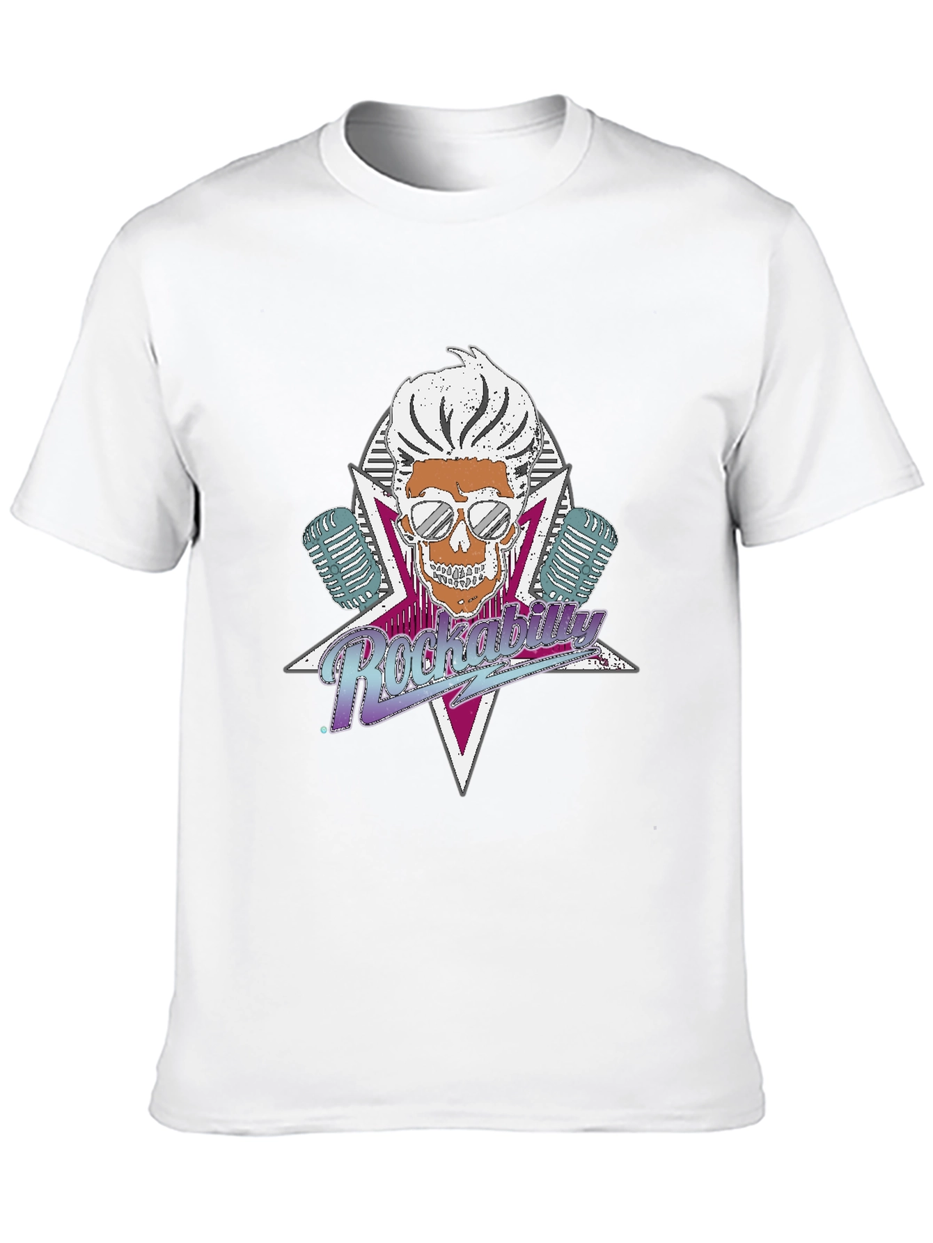 Rockabilly Skull Graphic T-Shirt