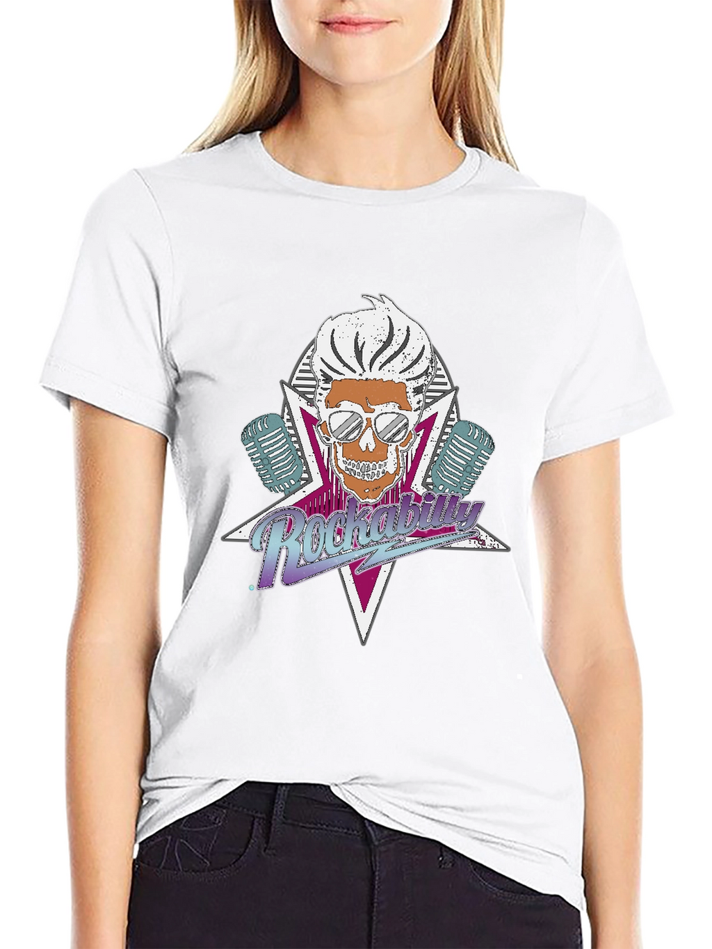 Rockabilly Skull Graphic T-Shirt