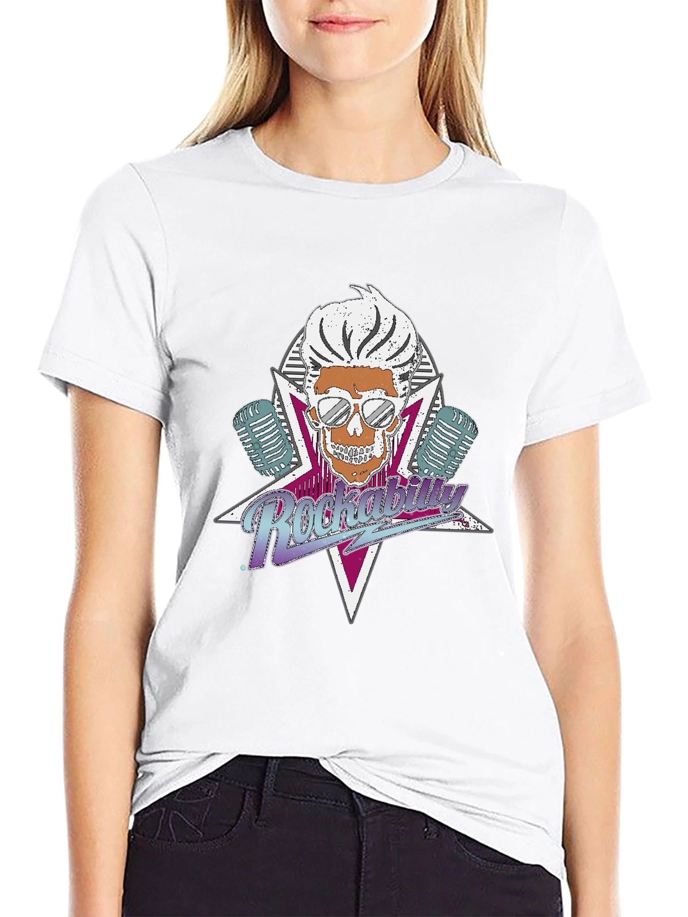 Rockabilly Skull Graphic T-Shirt