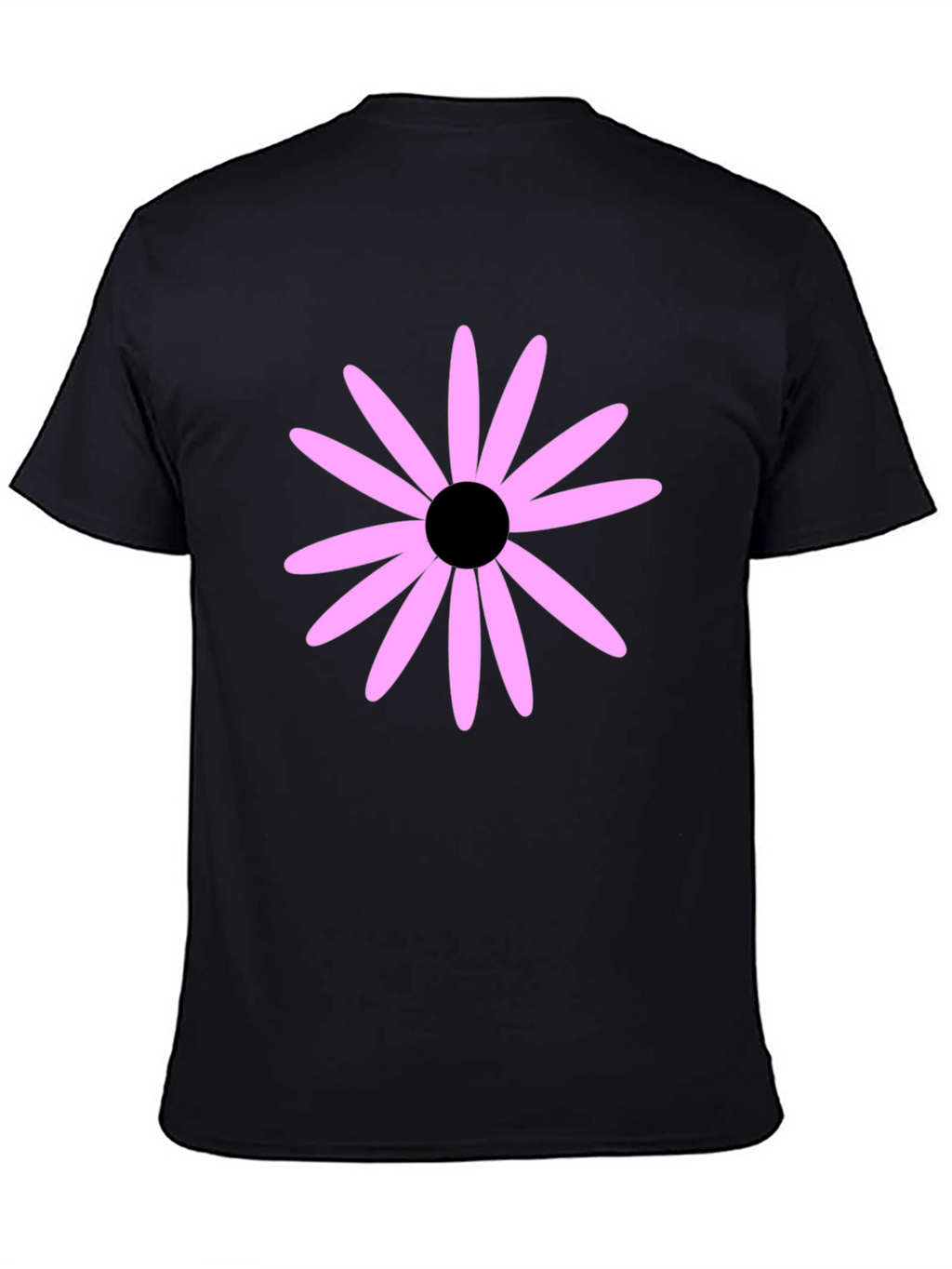Black T-Shirt with Pink Flower Graphic