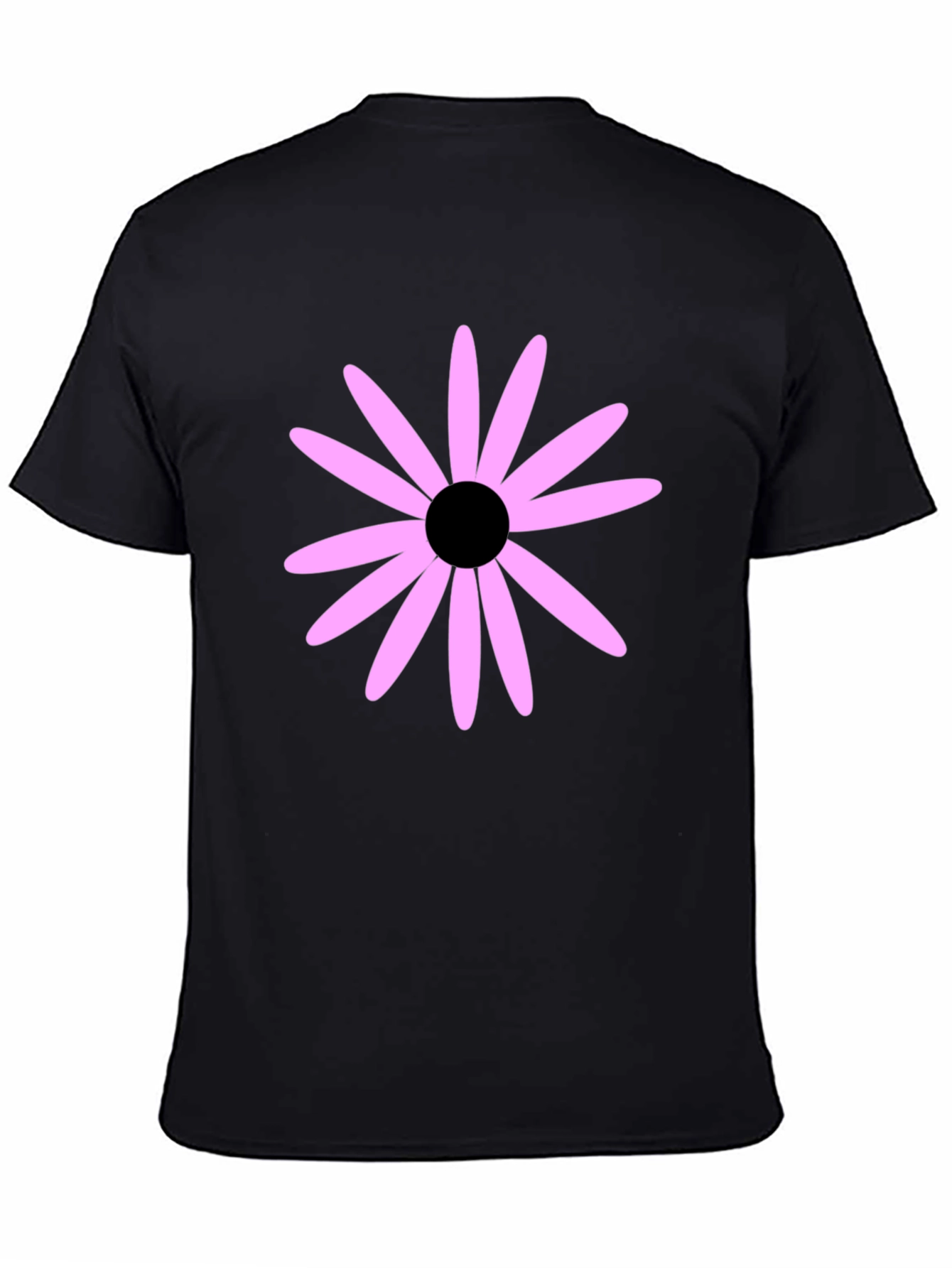 Black T-Shirt with Pink Flower Graphic