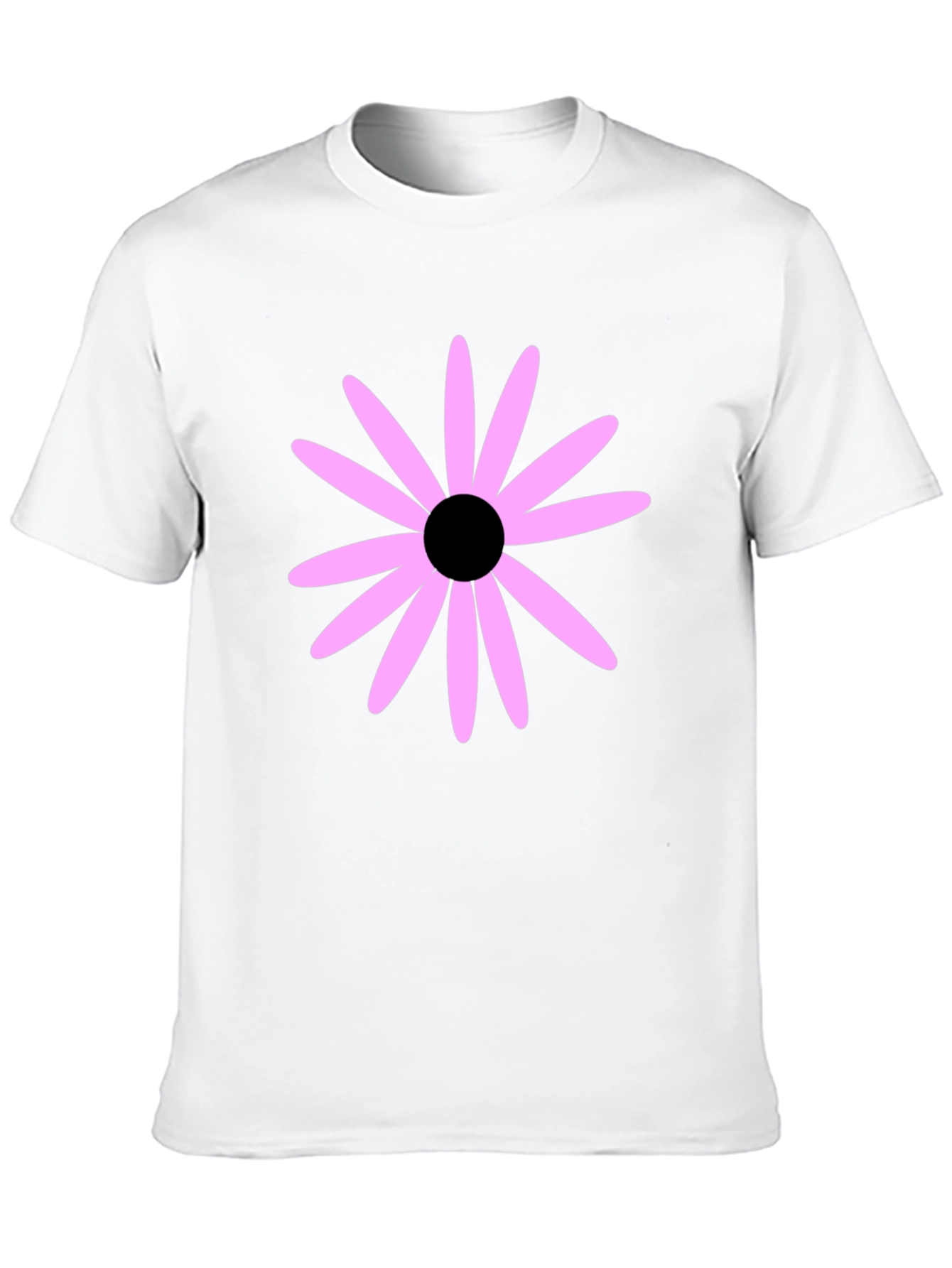 Black T-Shirt with Pink Flower Graphic