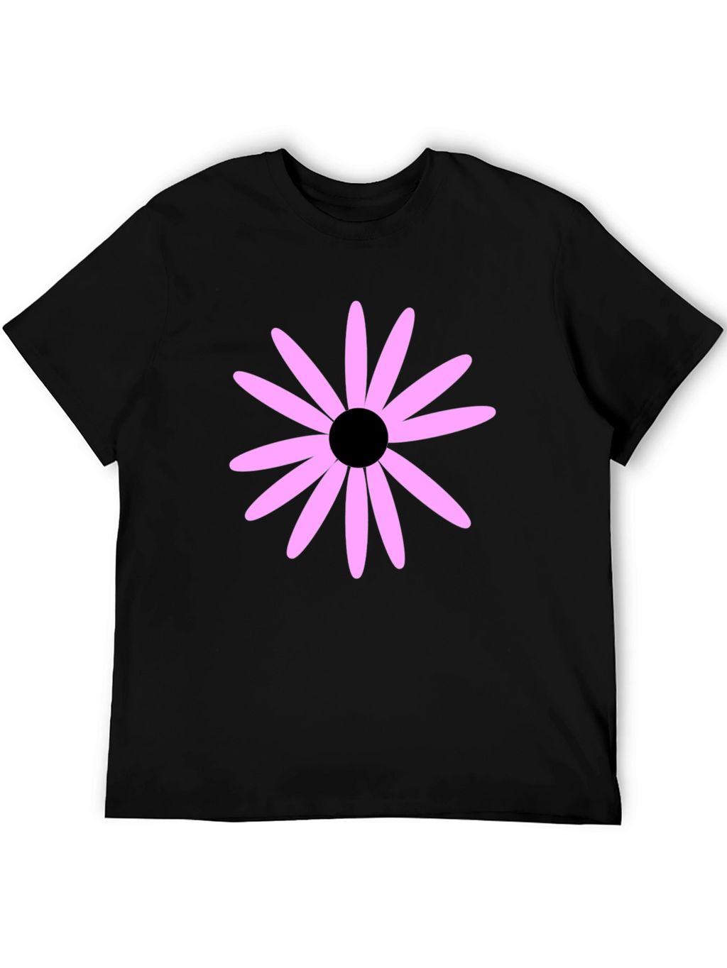 Black T-Shirt with Pink Flower Graphic