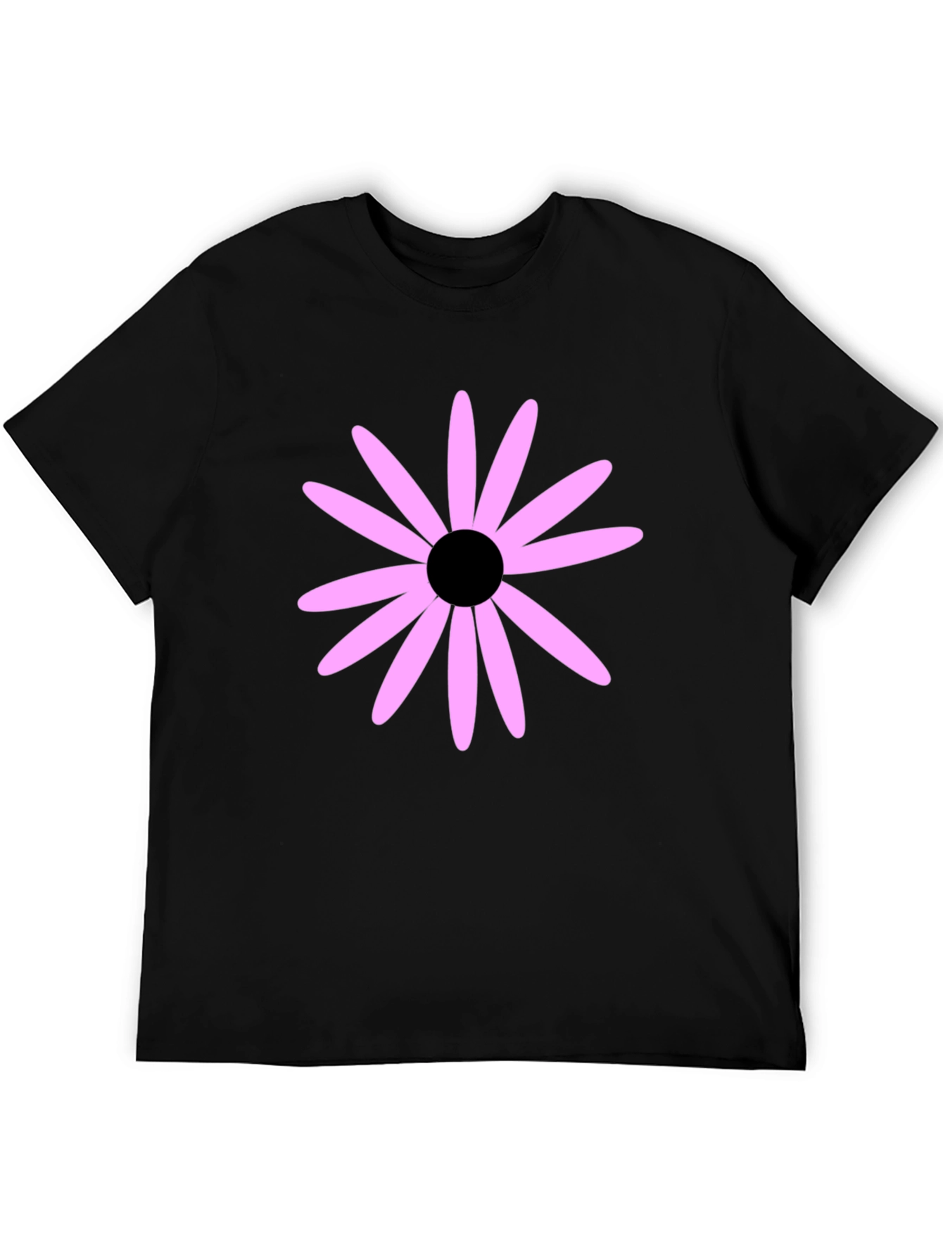 Black T-Shirt with Pink Flower Graphic