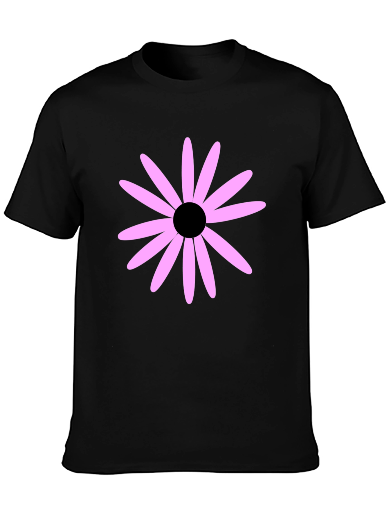 Black T-Shirt with Pink Flower Graphic