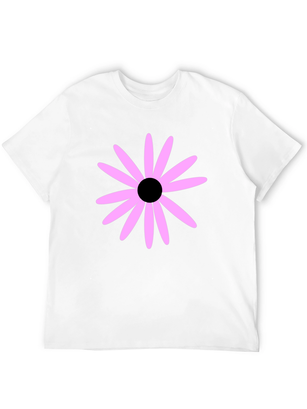 Black T-Shirt with Pink Flower Graphic