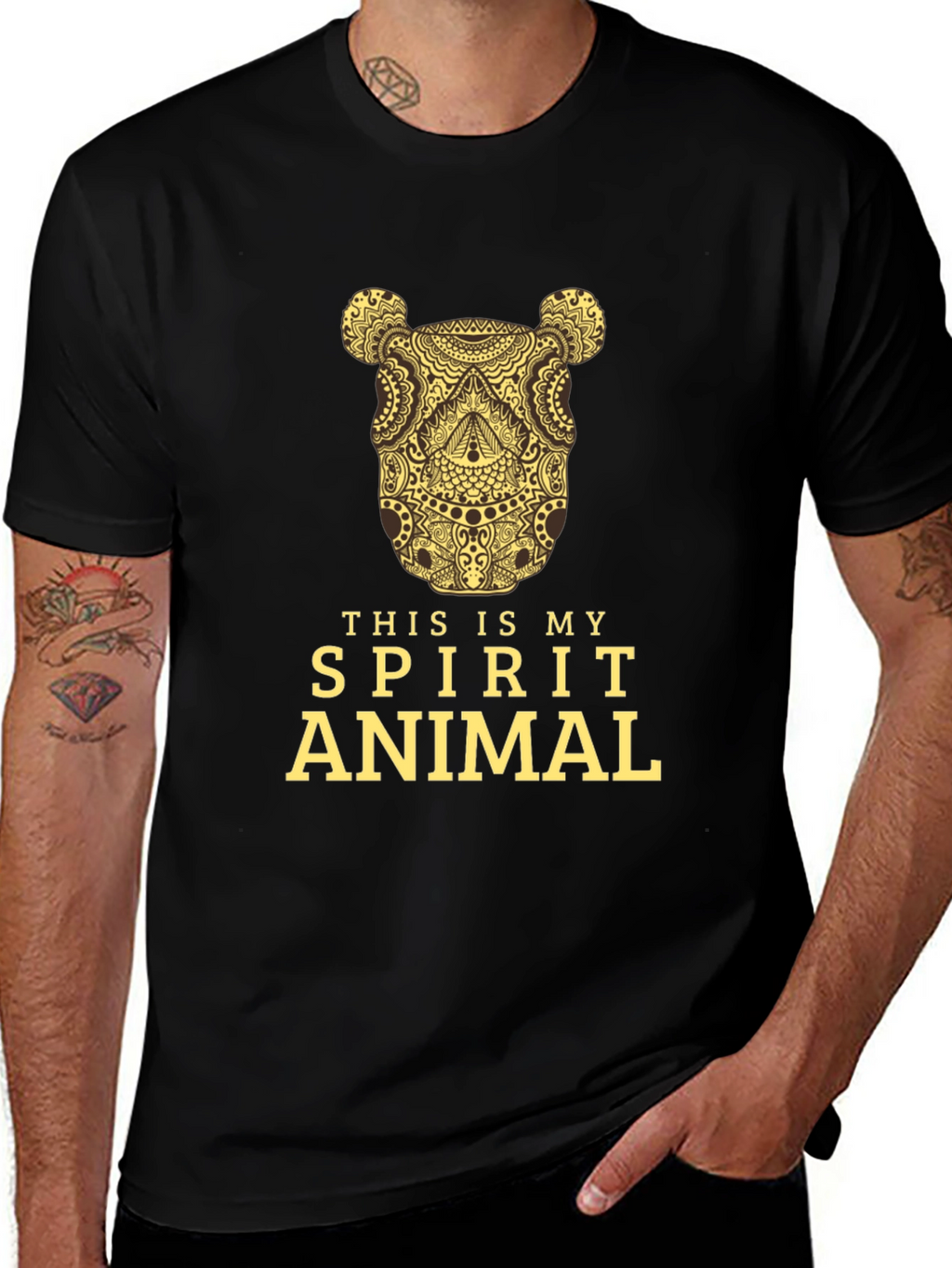 Spirit Animal Graphic Tee - Black Cotton T-Shirt