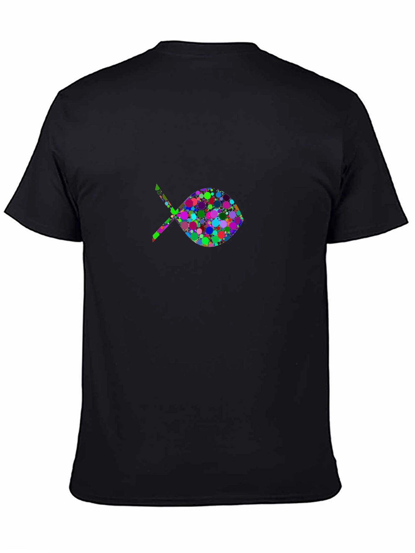 Black T-Shirt with Colorful Fish Design