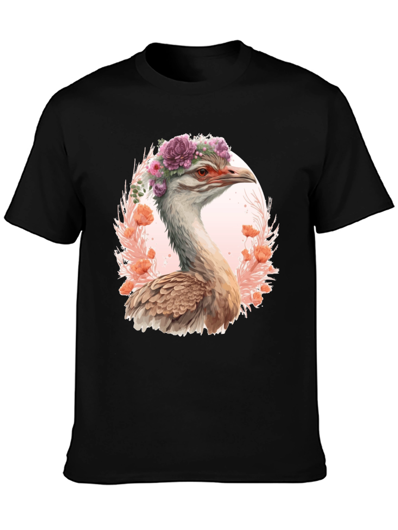 Ostrich Floral Wreath Graphic Tee