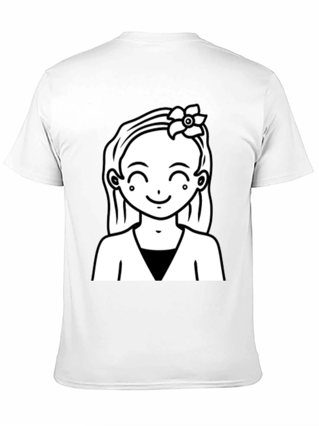 Cute Girl Graphic Tee - Black Cotton Casual Wear