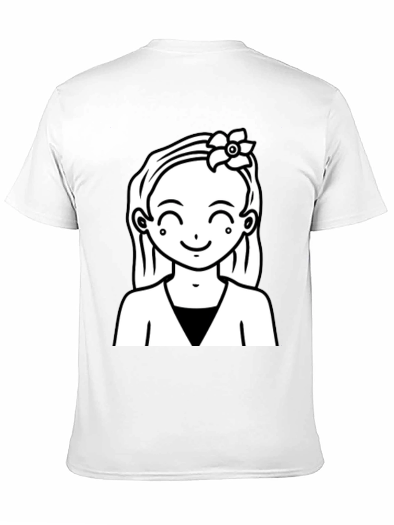 Cute Girl Graphic Tee - Black Cotton Casual Wear