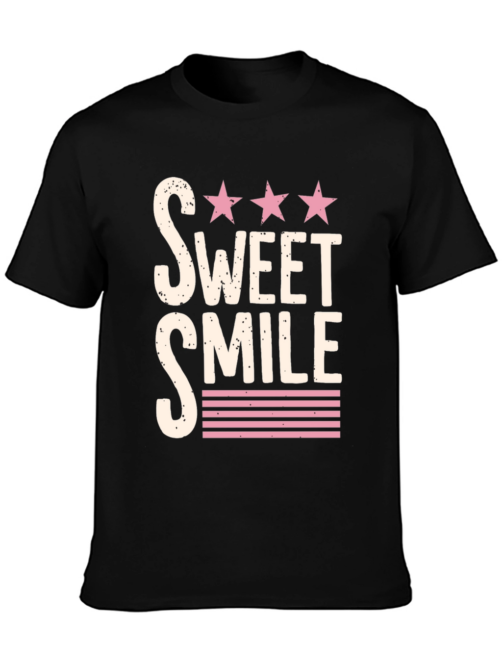 Sweet Smile Graphic Tee - Stylish Black T-Shirt