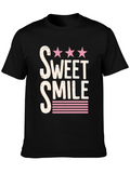 Sweet Smile Graphic Tee - Stylish Black T-Shirt
